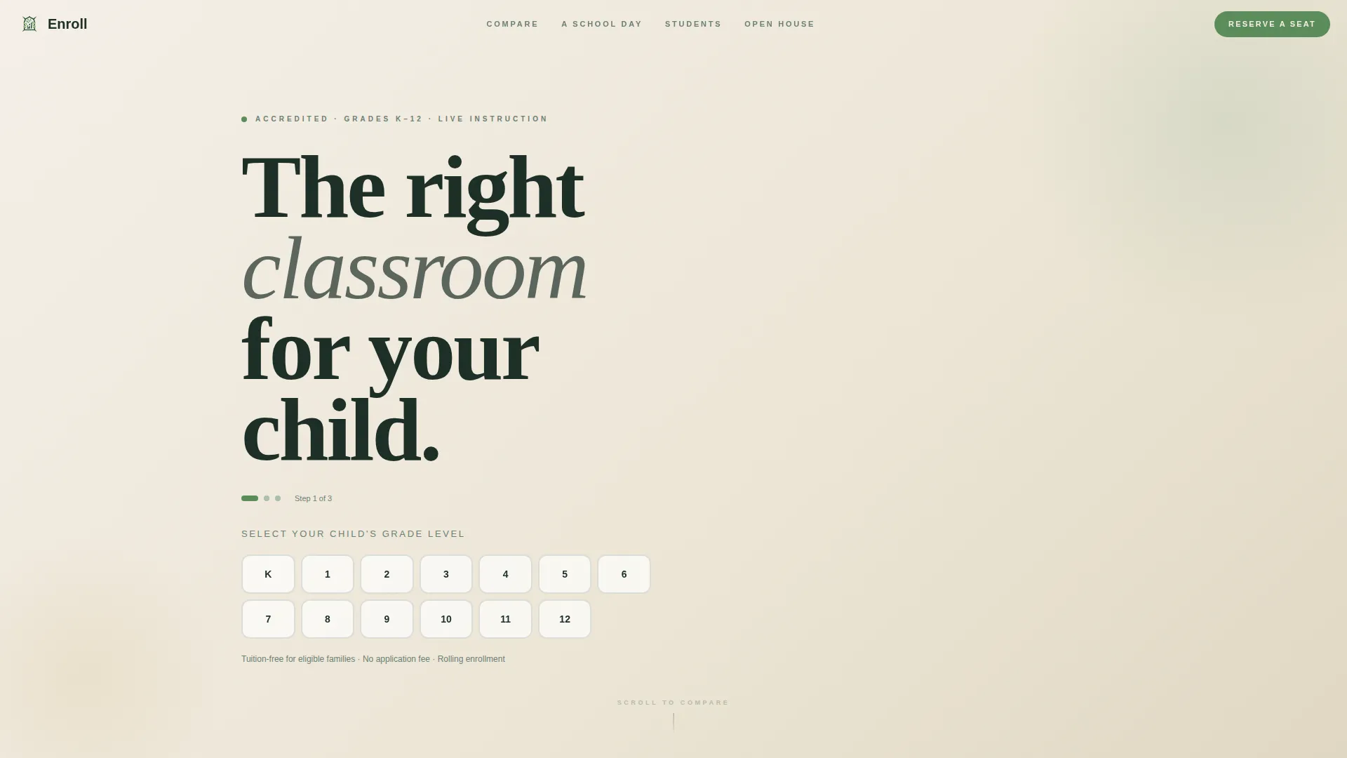 Virtual Charter School Enrollment Landing Page