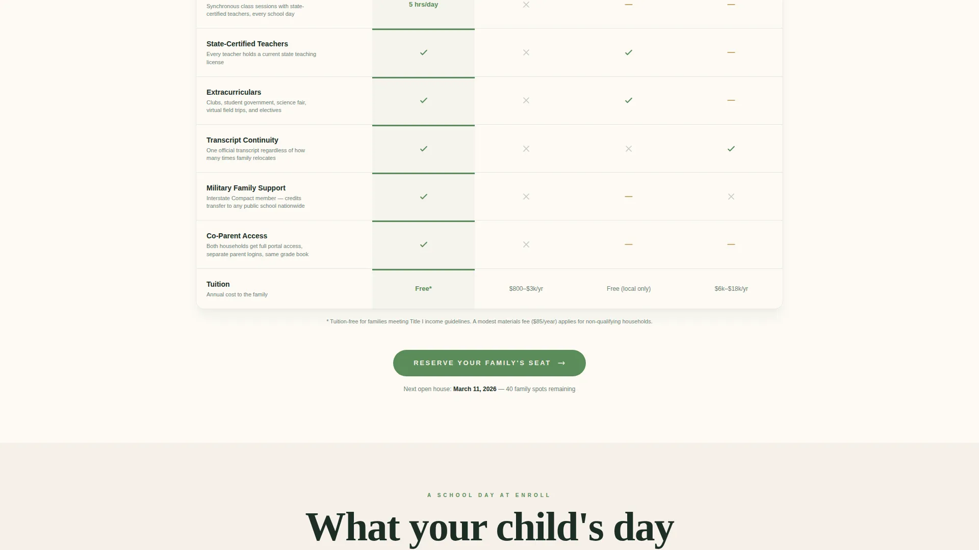Virtual Charter School Enrollment Landing Page