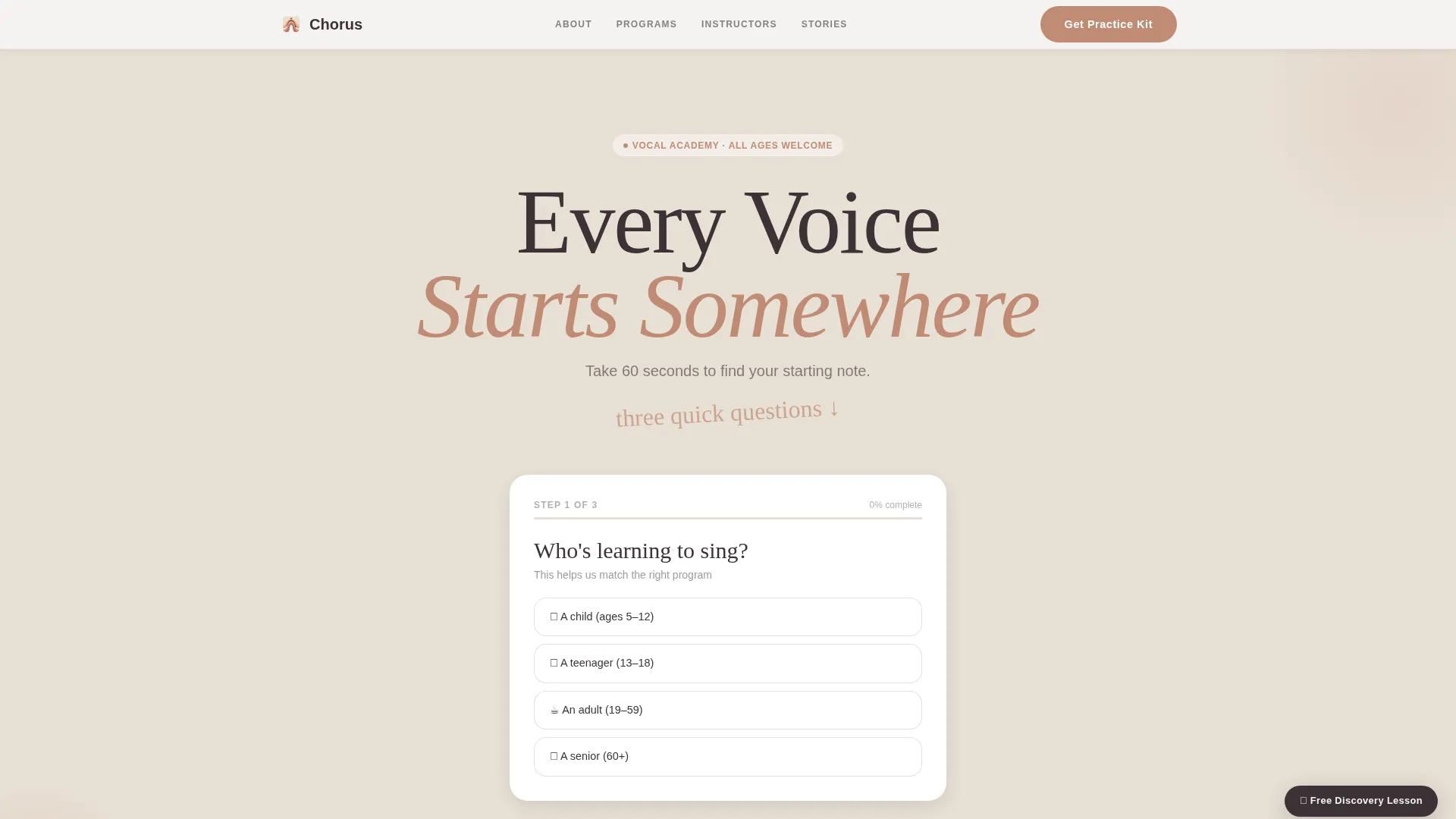 Vocal Academy Landing Page Template