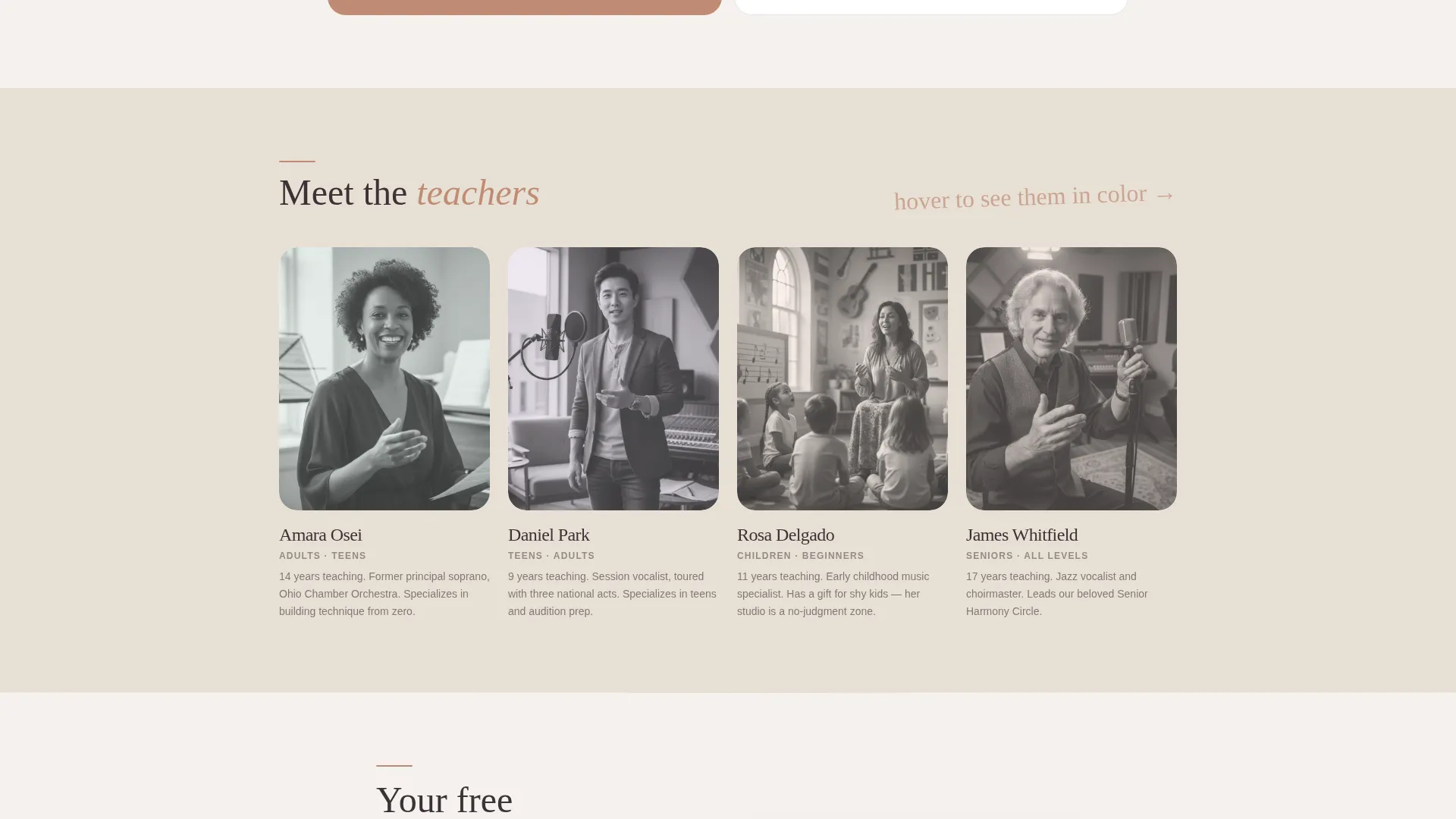 Vocal Academy Landing Page Template