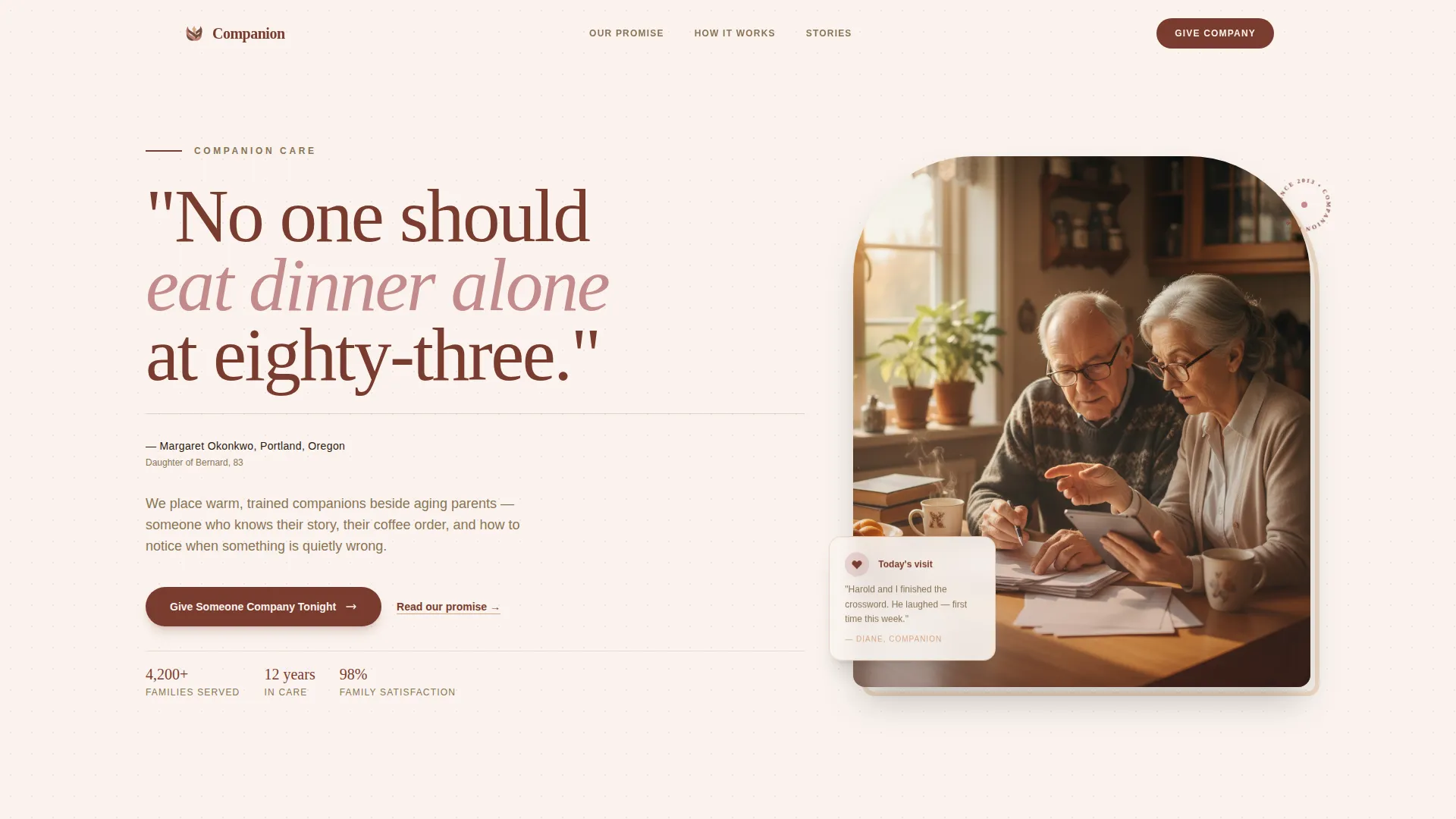 Heartfelt Senior Care Fundraising Landing Page