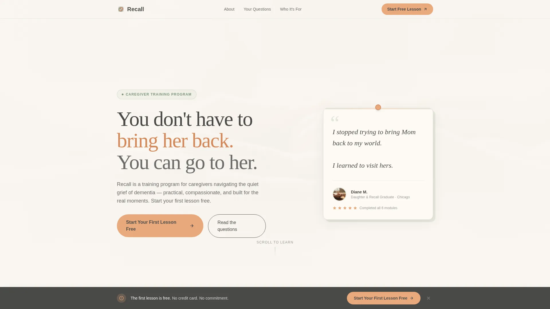Dementia Caregiver Training Landing Page Template
