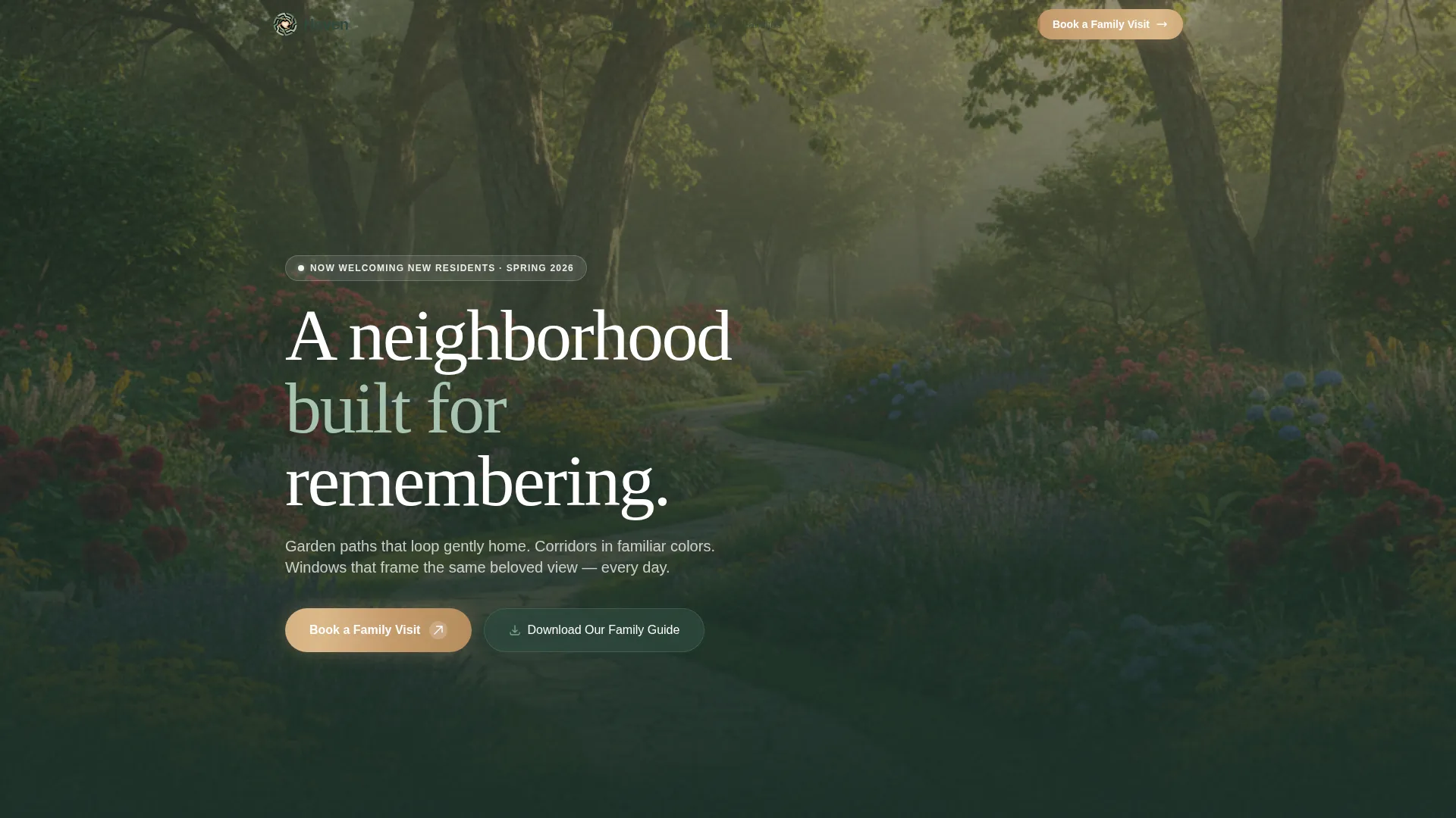 Memory Care Landing Page Template for Senior Living