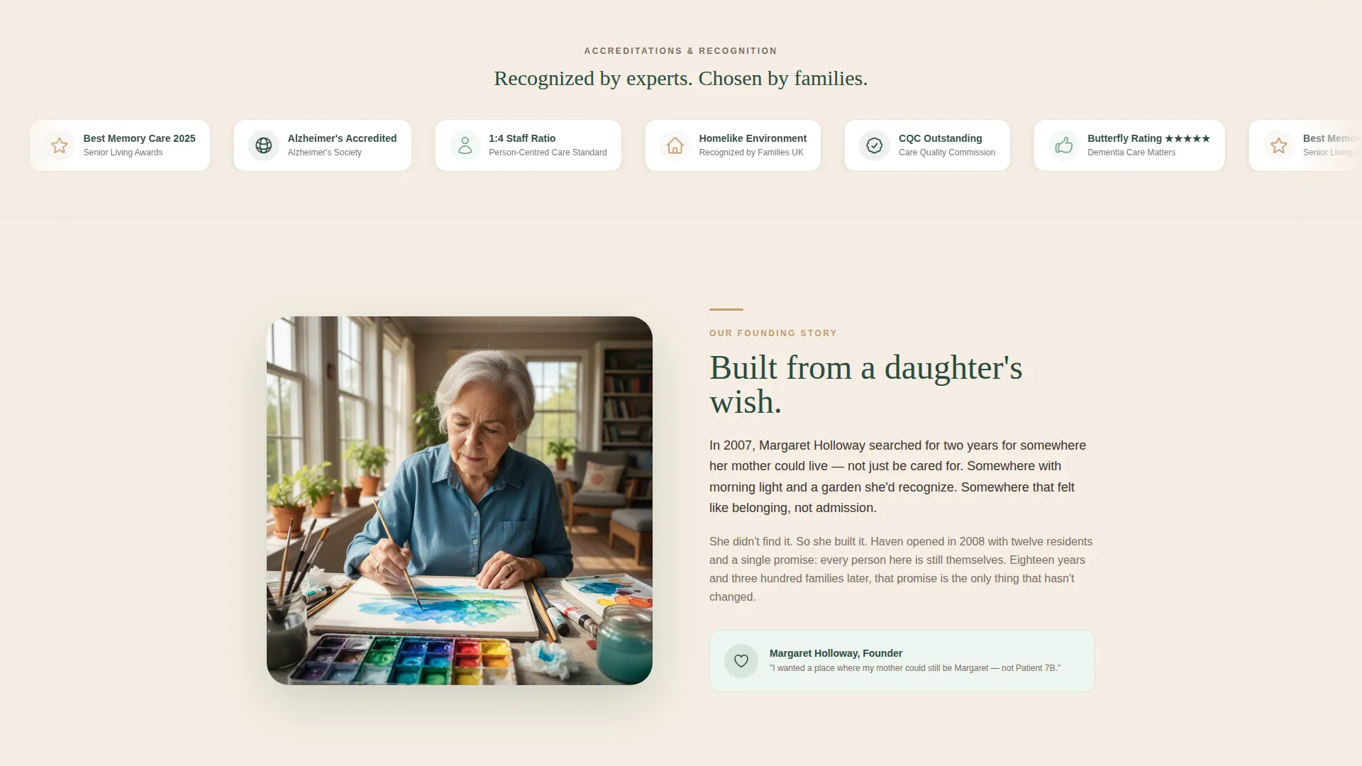 Memory Care Landing Page Template for Senior Living