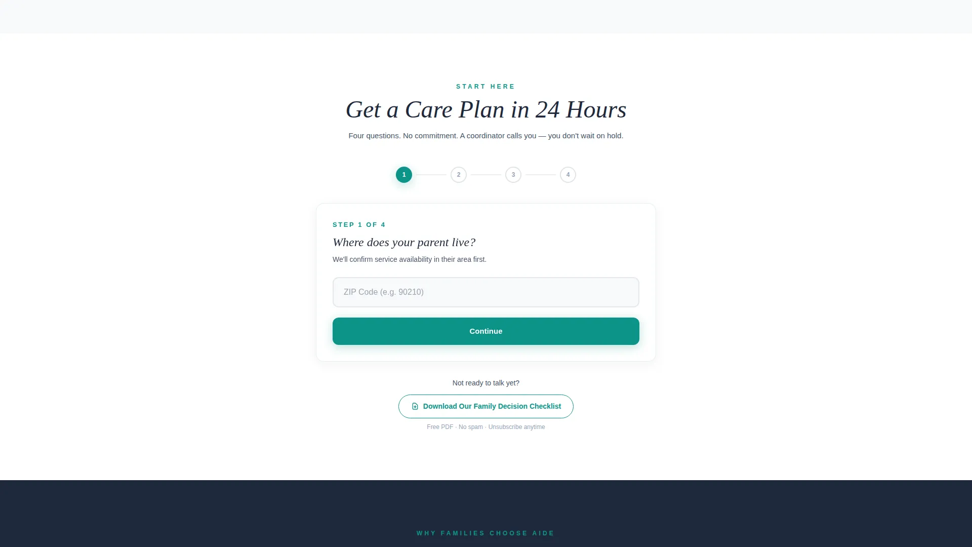 Home Health Aide Service Landing Page Template