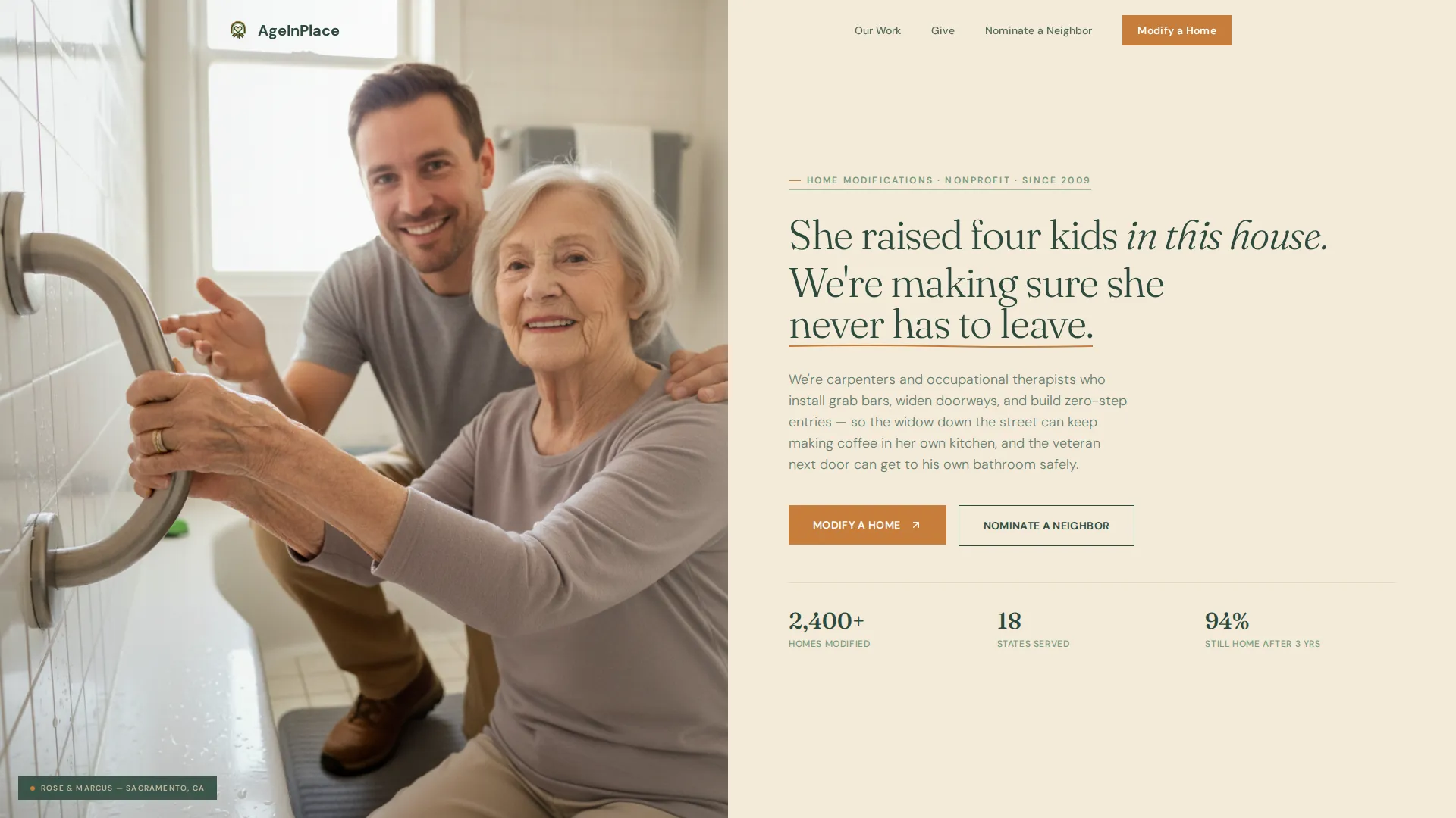 Senior Home Modification Fundraising Landing Page
