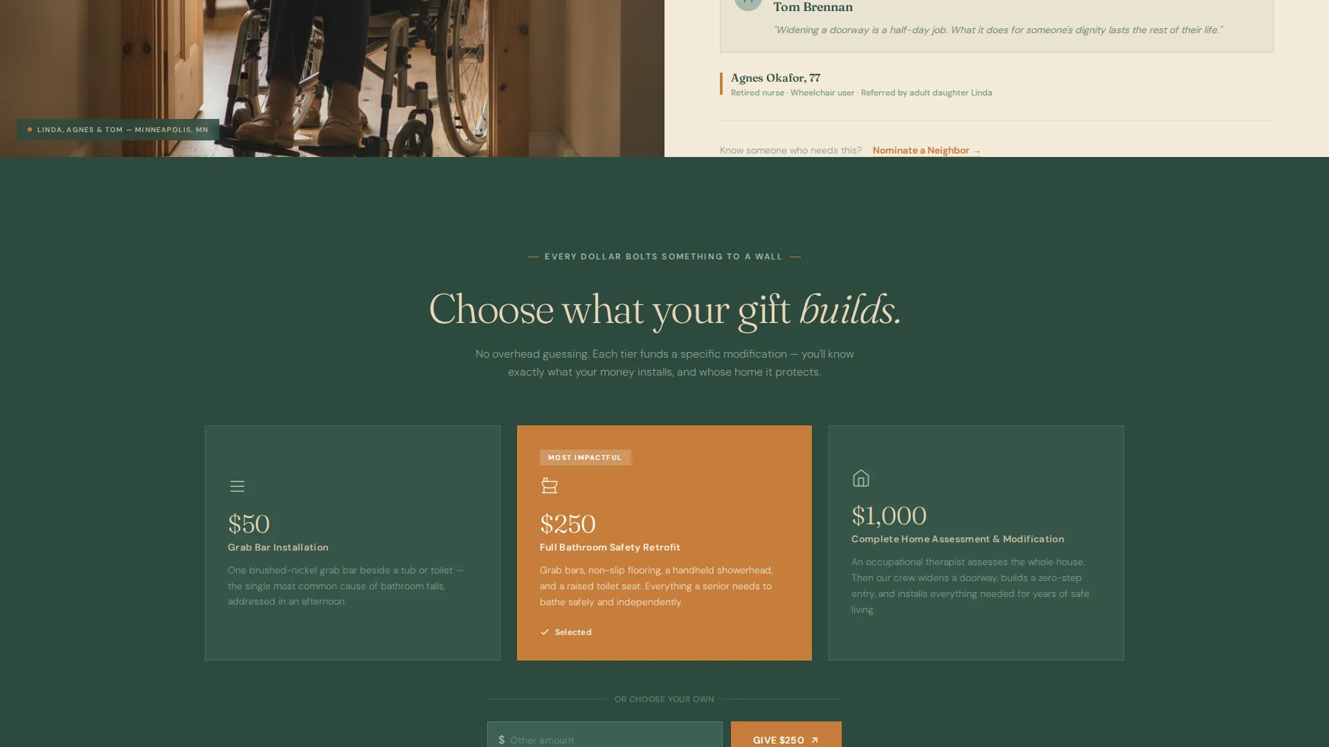 Senior Home Modification Fundraising Landing Page