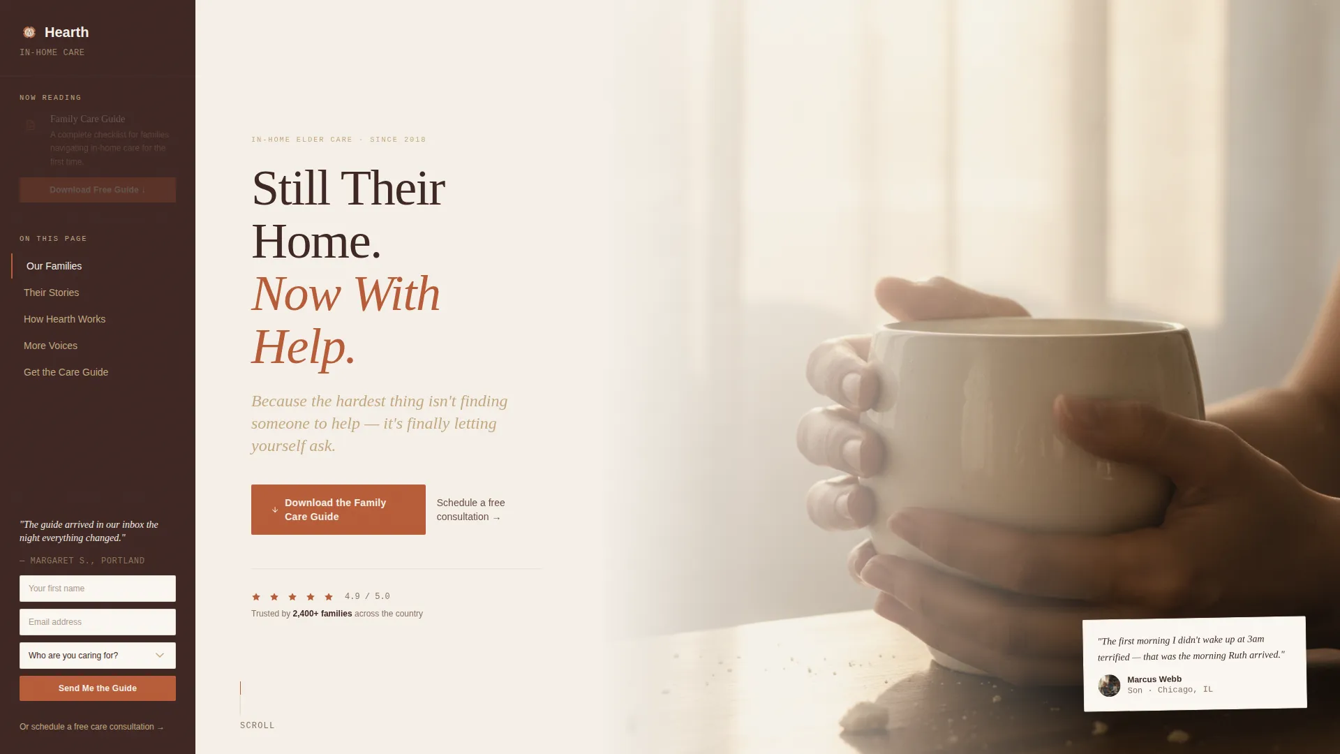 In-Home Caregiver Agency Landing Page Template