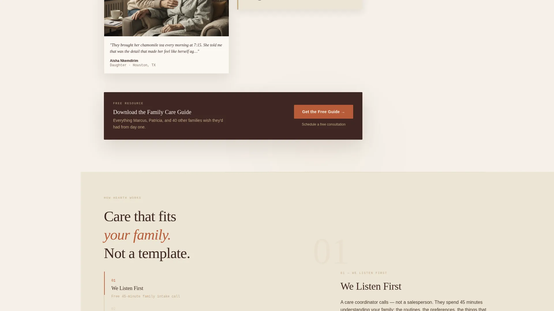 In-Home Caregiver Agency Landing Page Template