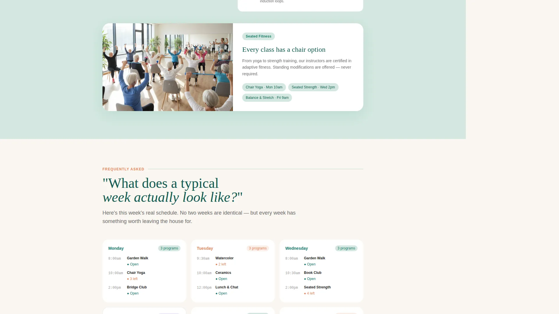 Senior Community Center Landing Page Template