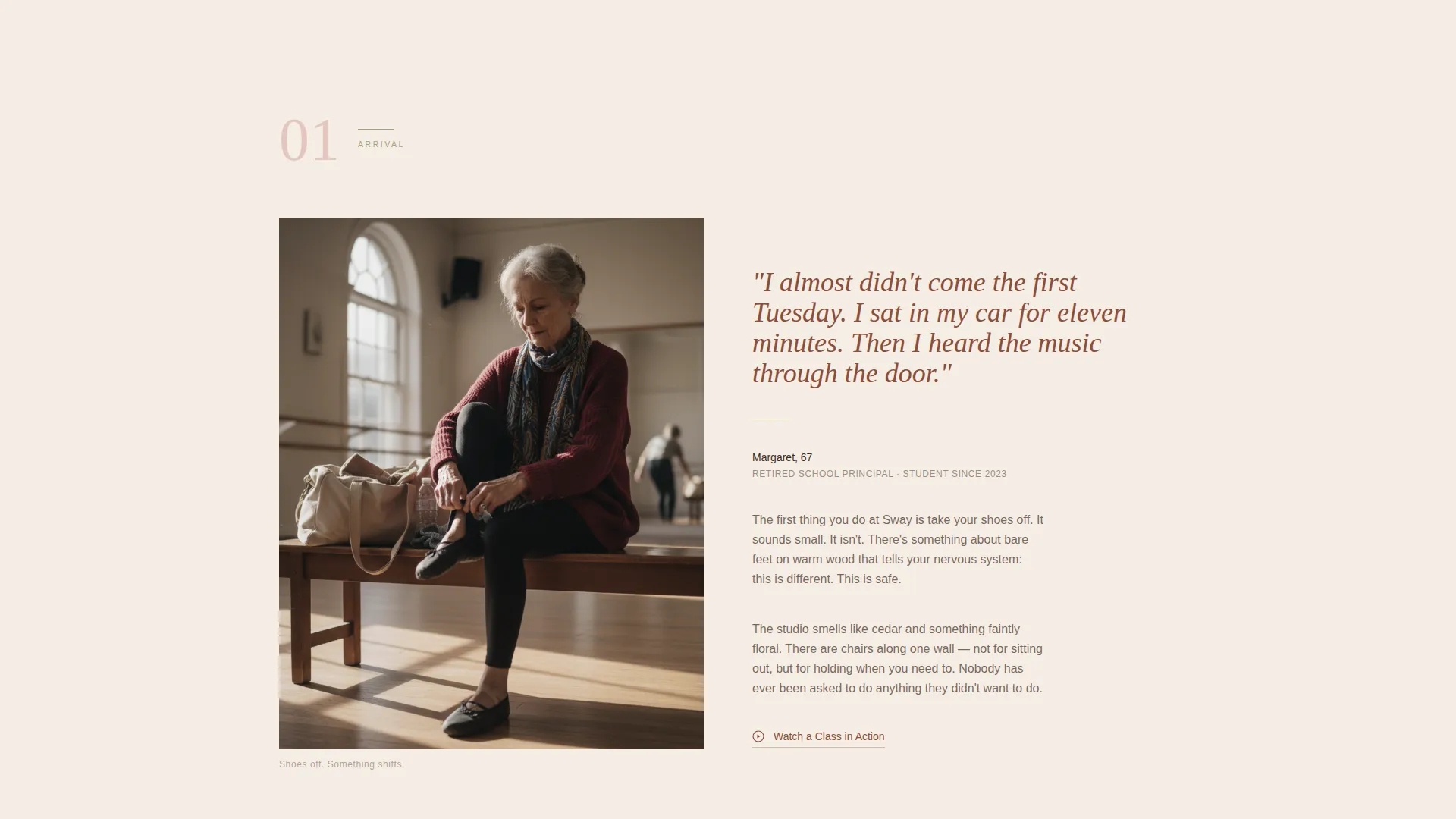 Senior Dance Class Editorial Landing Page Template