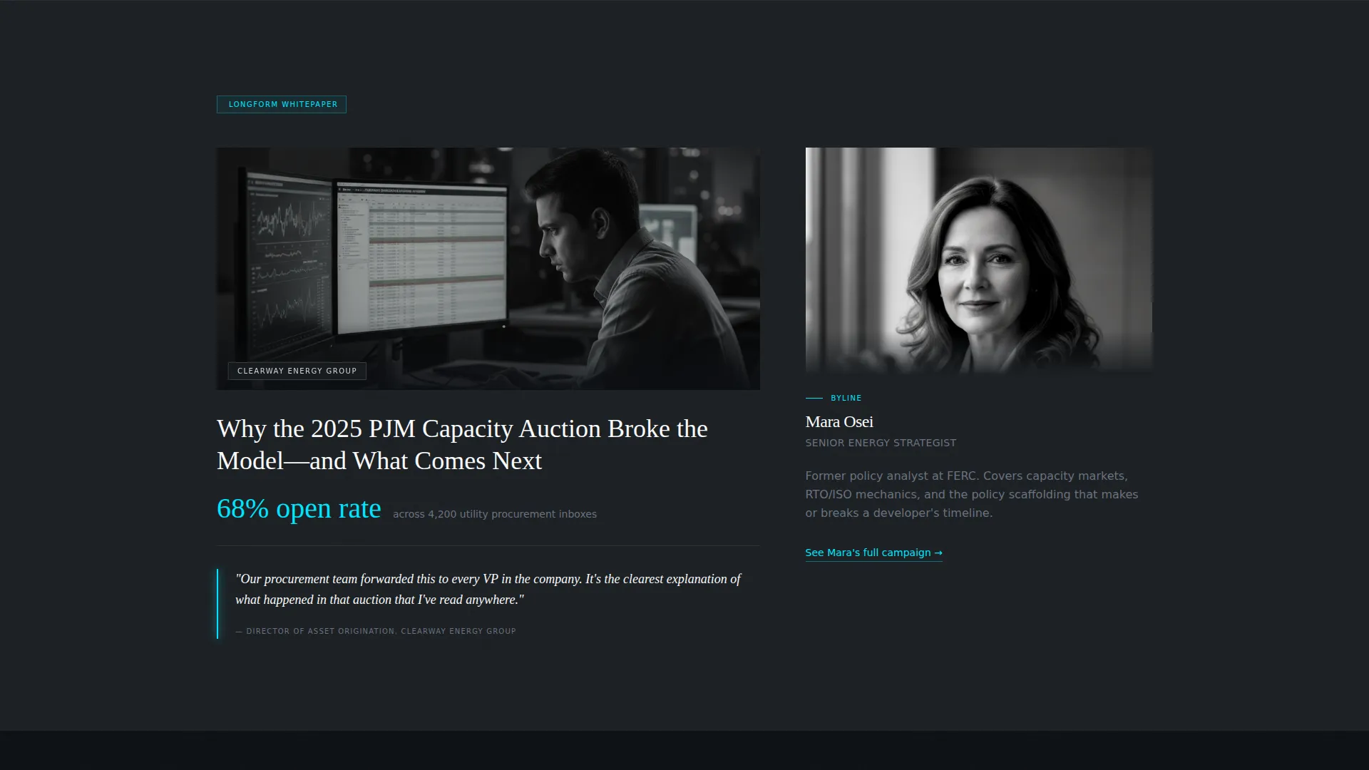 Energy Content Marketing Agency Landing Page Template