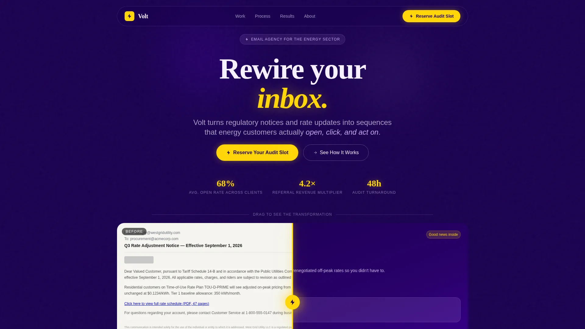 Energy Email Marketing Agency Landing Page Template