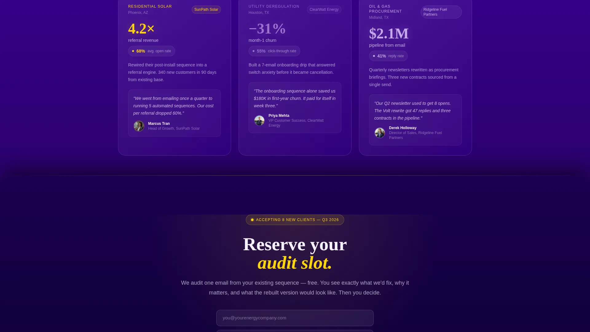 Energy Email Marketing Agency Landing Page Template