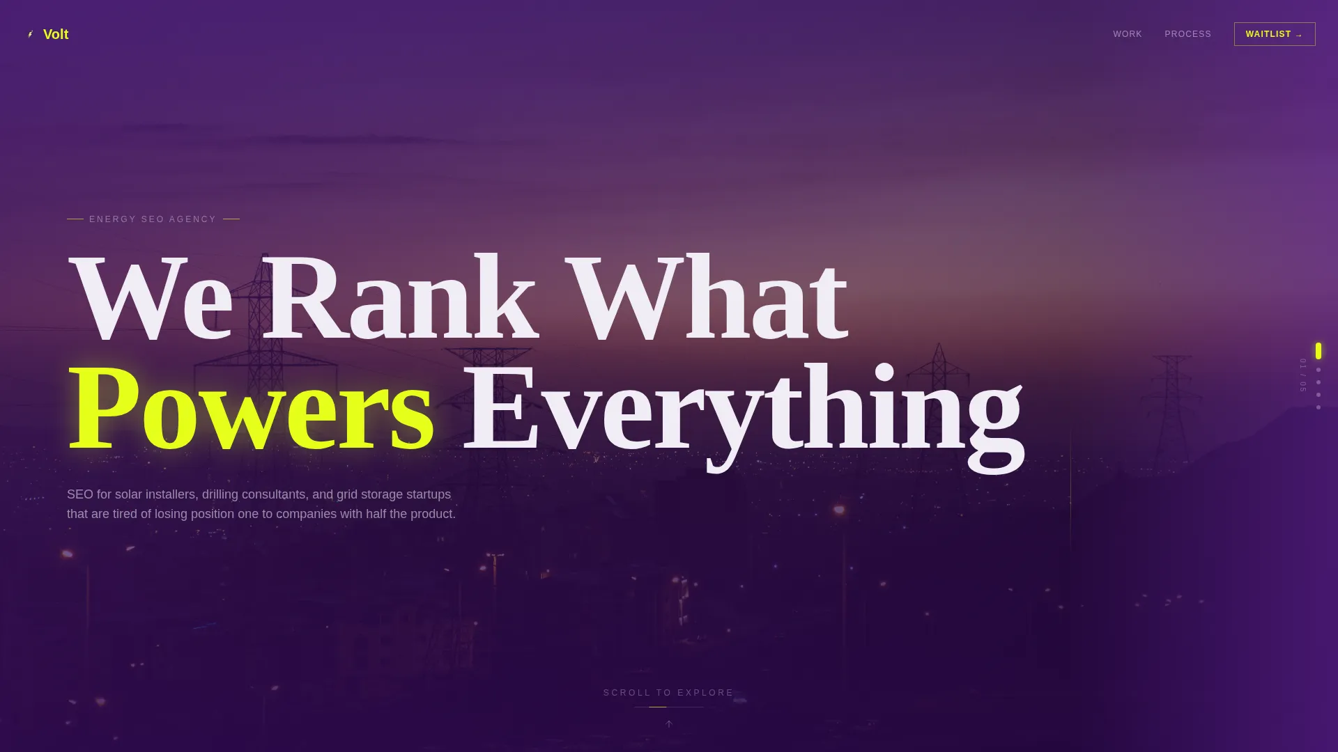 Energy SEO Agency Horizontal Scroll Landing Page