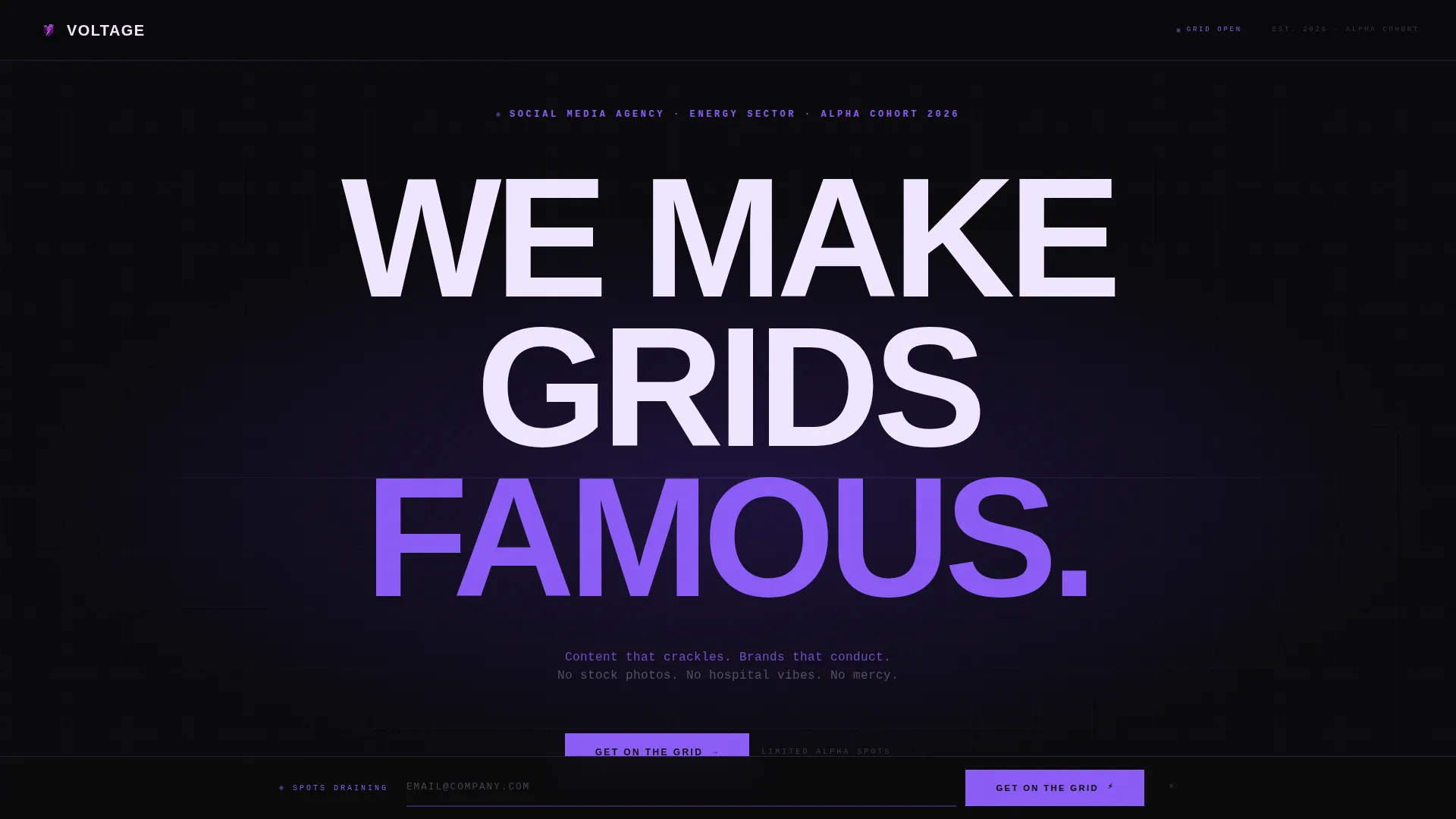 Bold Brutalist Energy Agency Landing Page Template