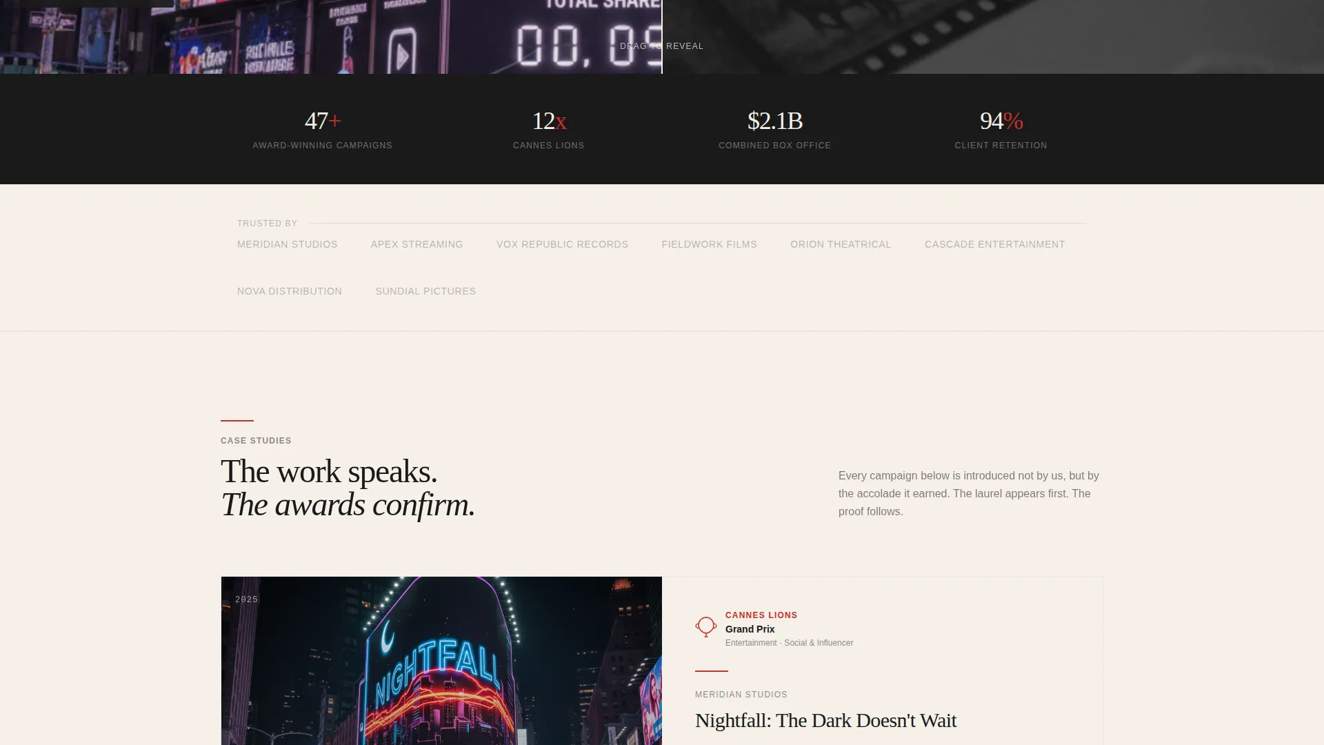 Entertainment Marketing Agency Landing Page Template