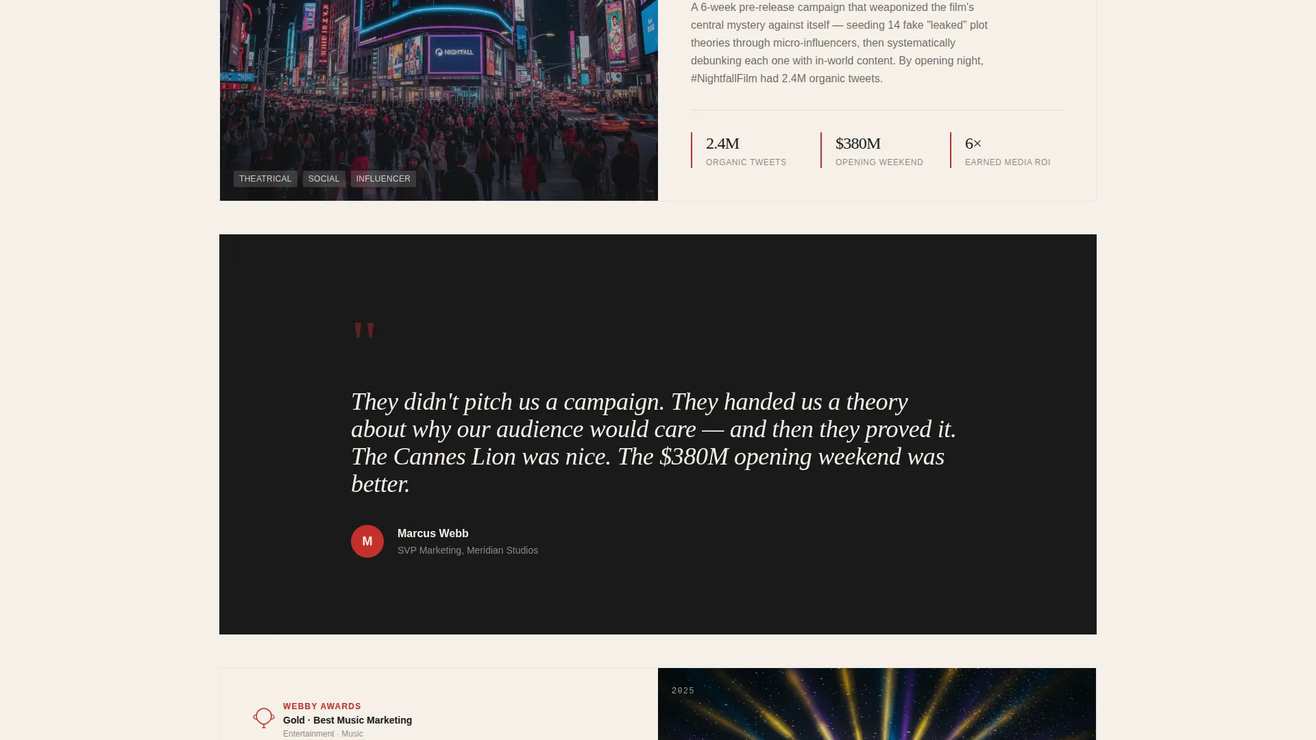 Entertainment Marketing Agency Landing Page Template