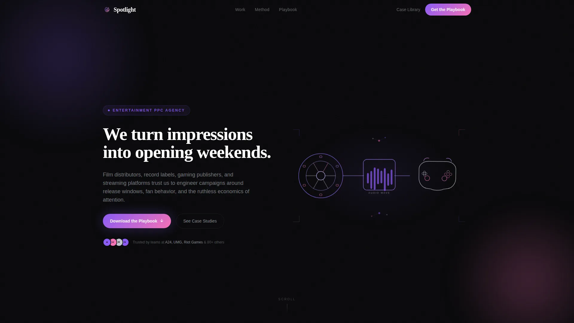 Immersive Entertainment PPC Agency Landing Page