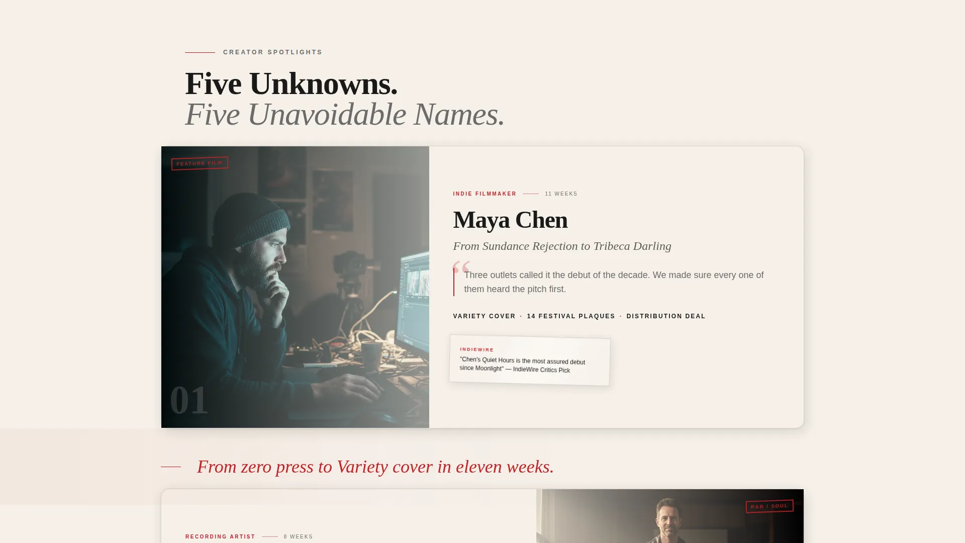 Entertainment PR Agency Landing Page Template