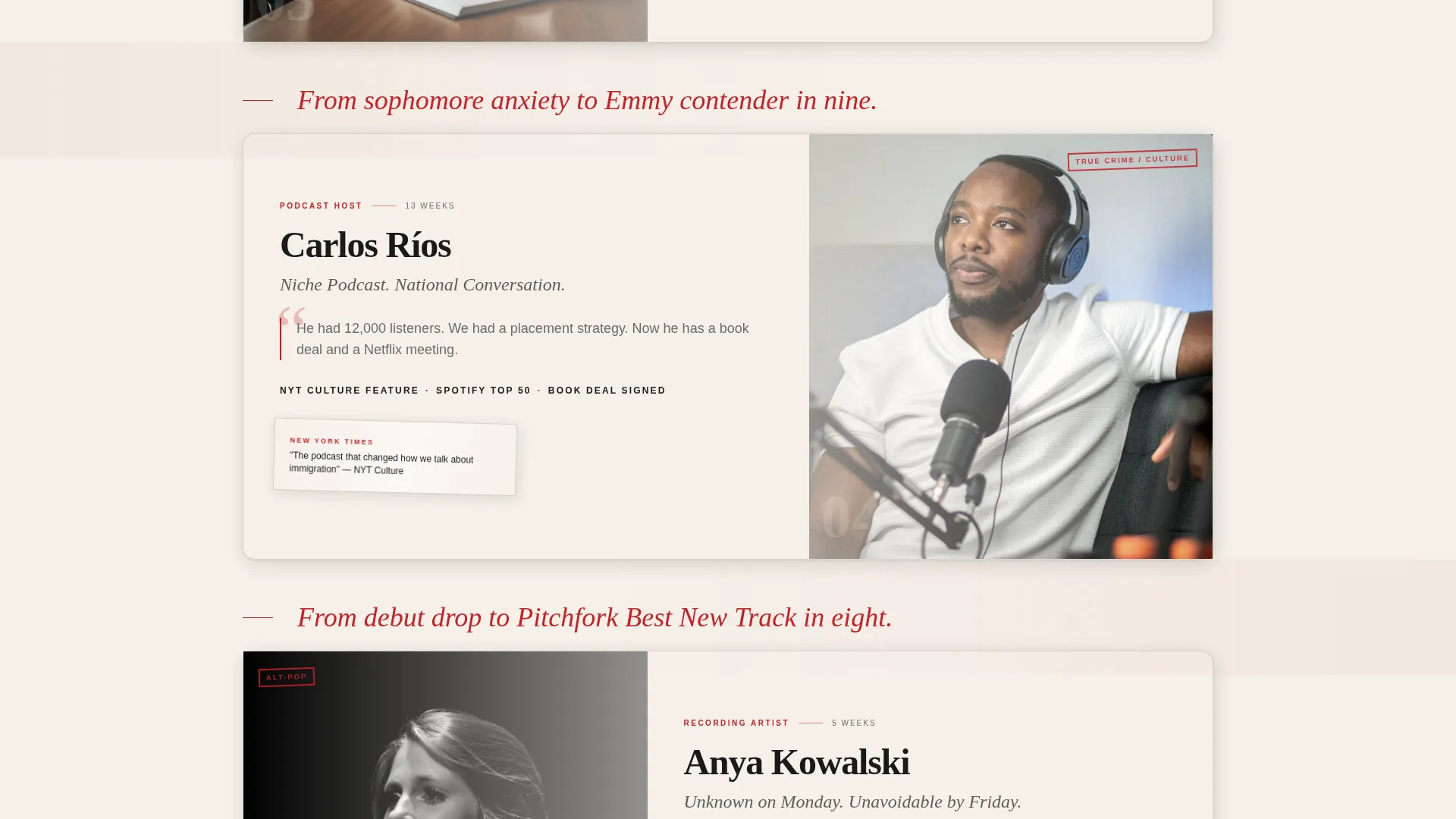 Entertainment PR Agency Landing Page Template