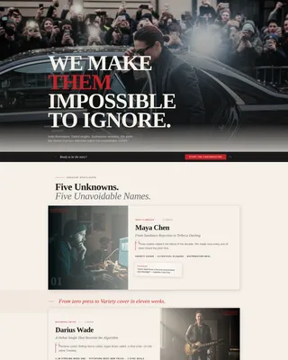 Entertainment PR Agency Landing Page Template
