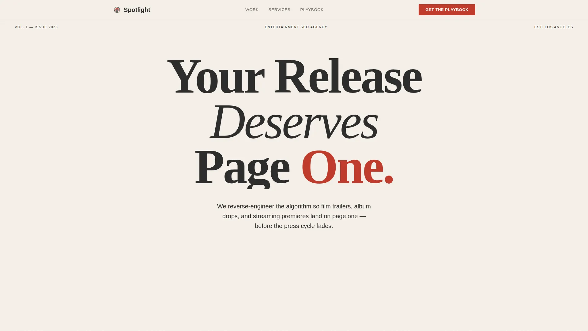 Entertainment SEO Agency Landing Page Template