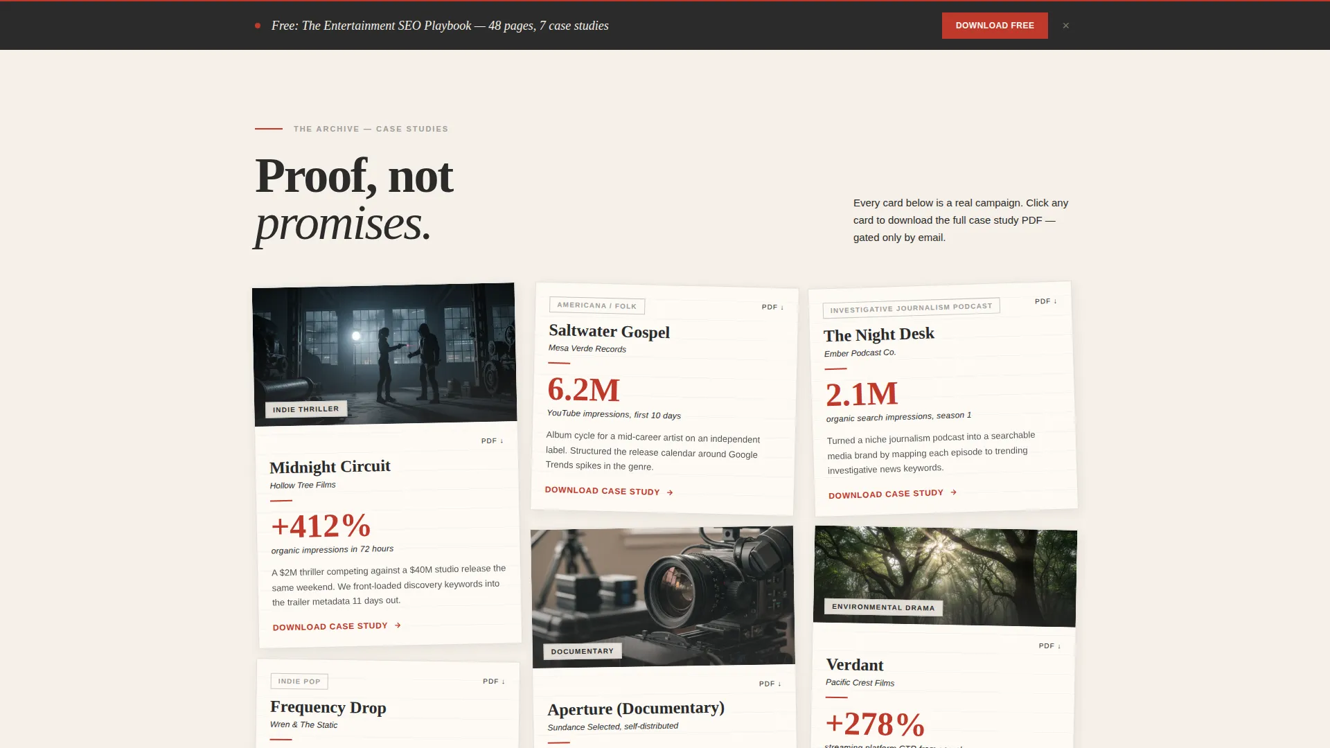 Entertainment SEO Agency Landing Page Template