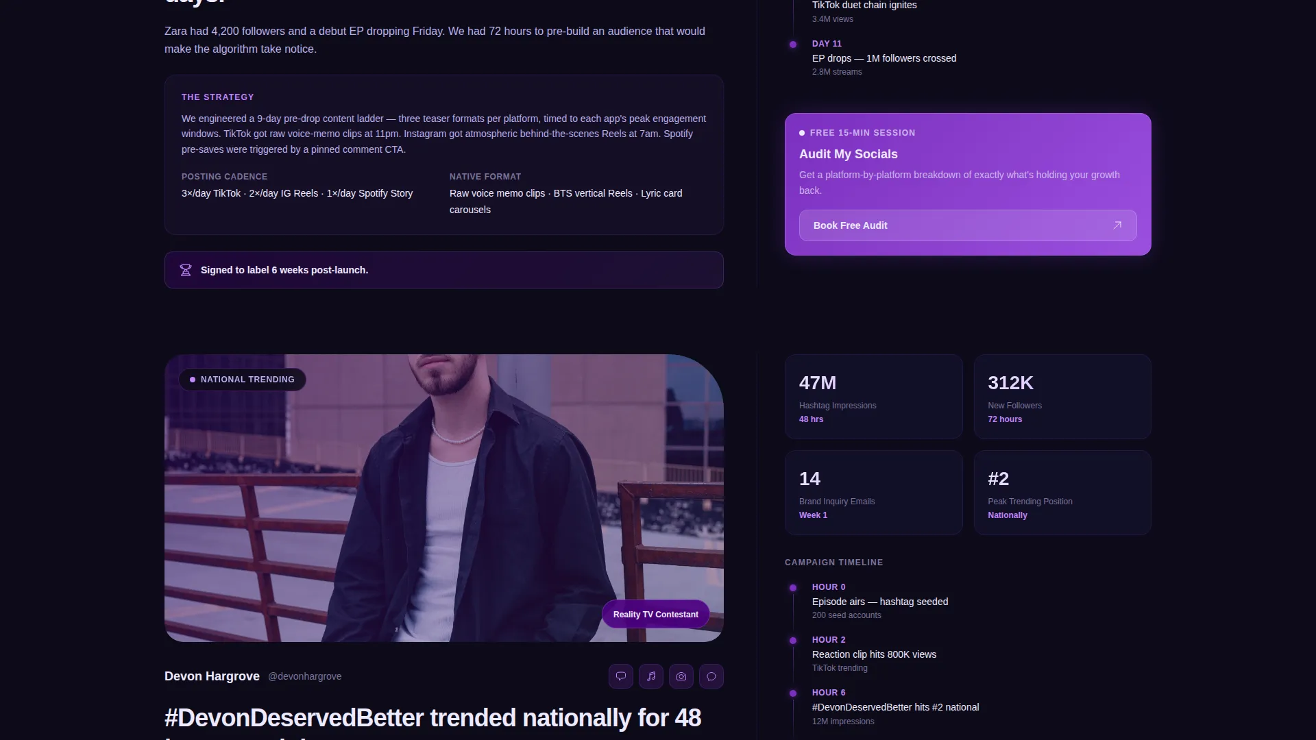 Entertainment Social Media Agency Landing Page