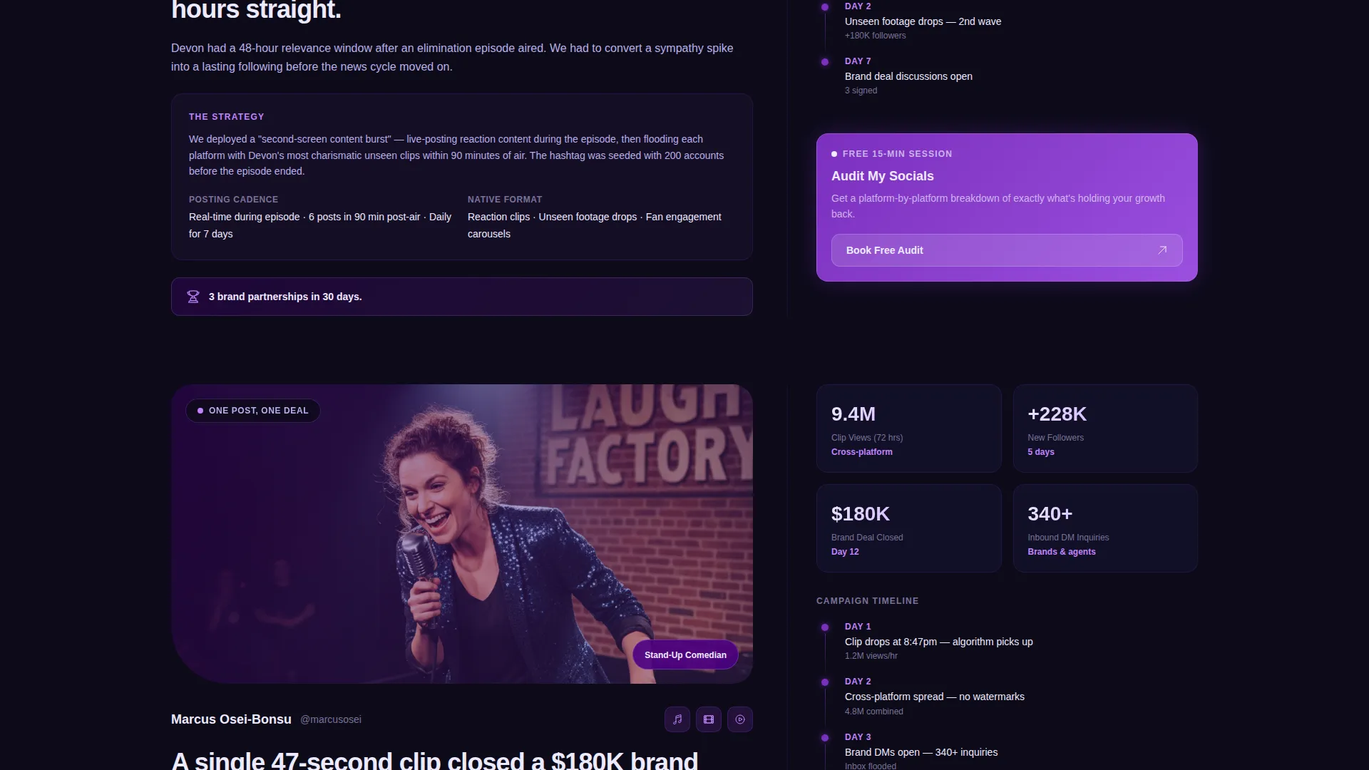 Entertainment Social Media Agency Landing Page