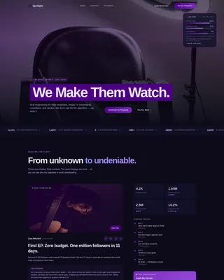 Entertainment Social Media Agency Landing Page