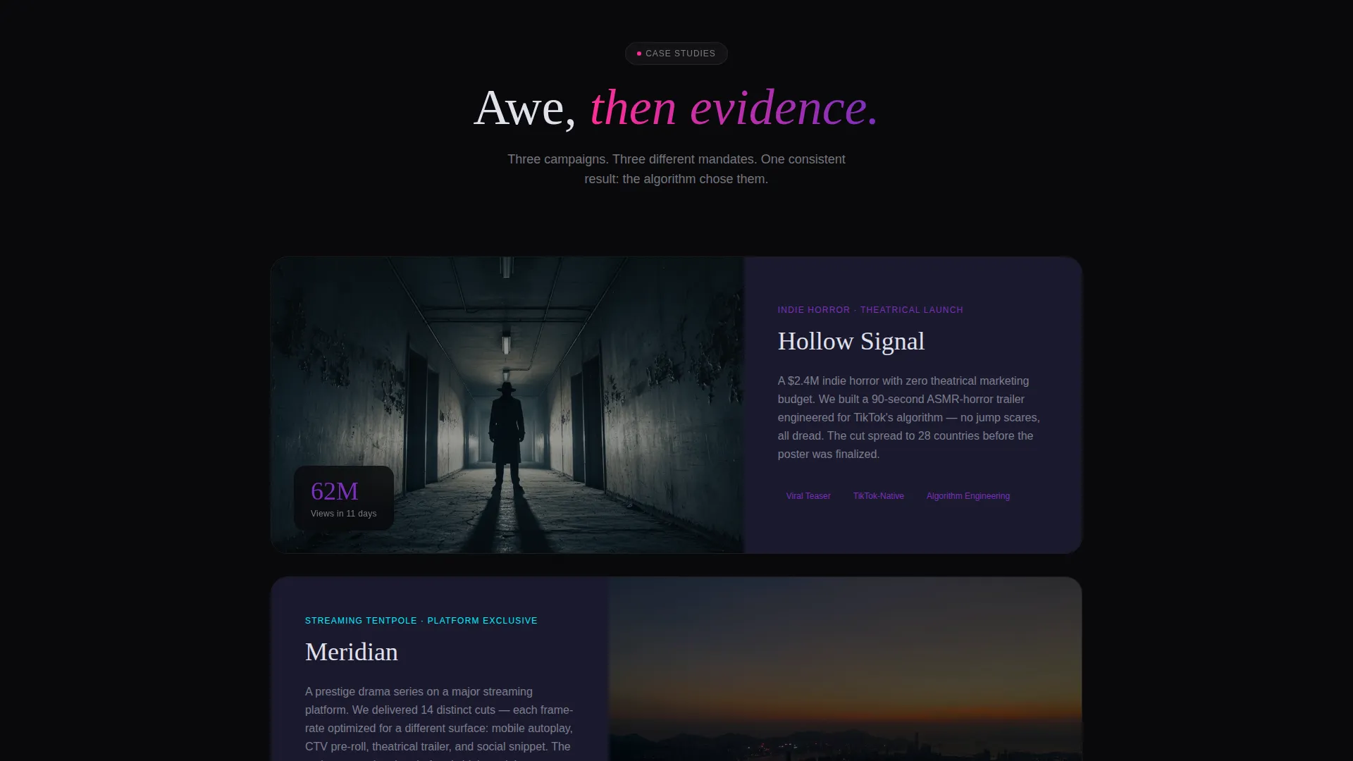 Cinematic Entertainment Agency Landing Page Template