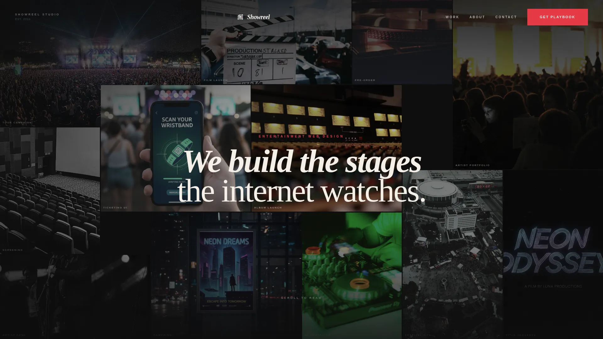 Entertainment Agency Horizontal Scroll Landing Page