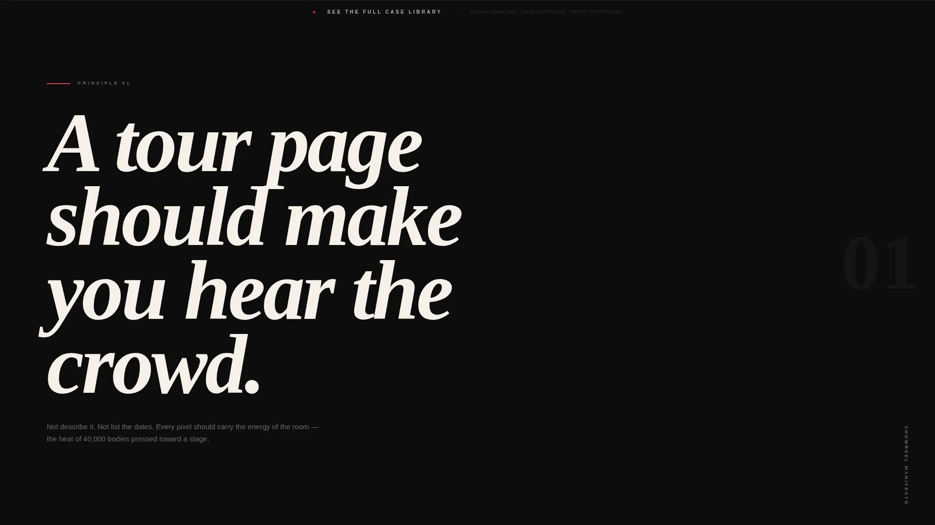 Entertainment Agency Horizontal Scroll Landing Page