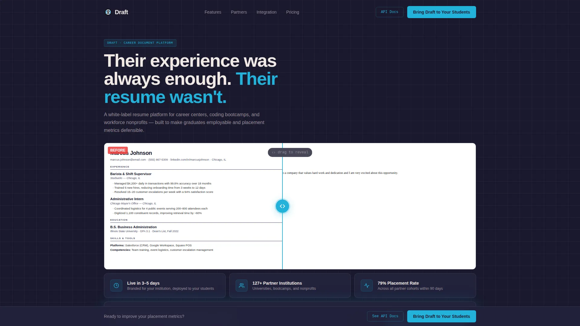 Student Resume Platform Landing Page Template