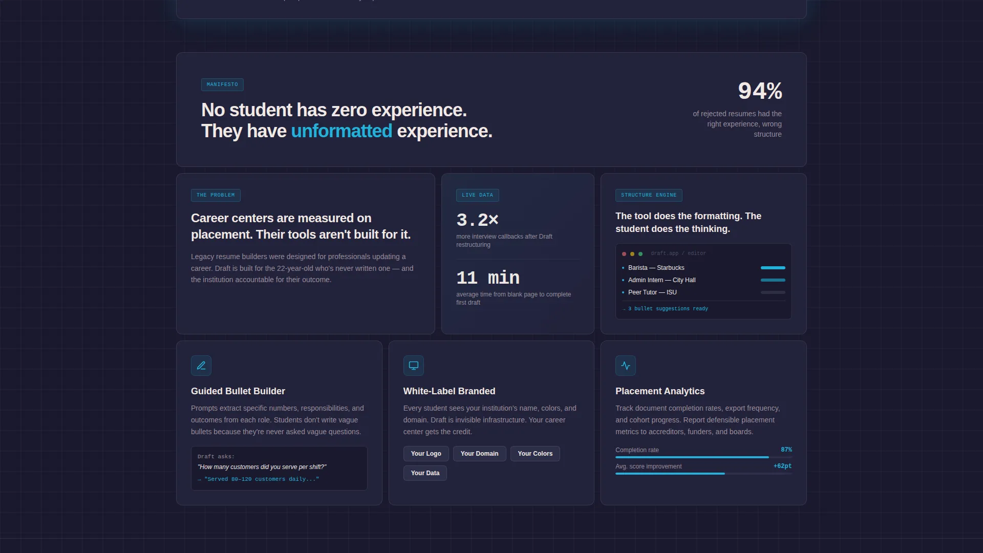 Student Resume Platform Landing Page Template