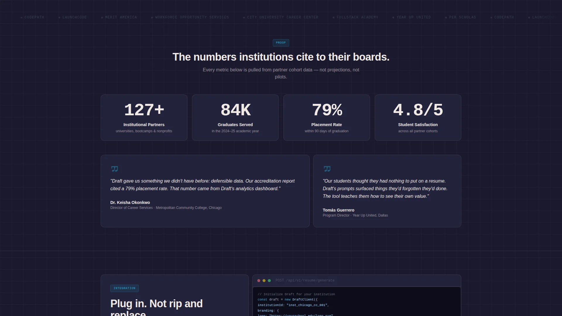 Student Resume Platform Landing Page Template