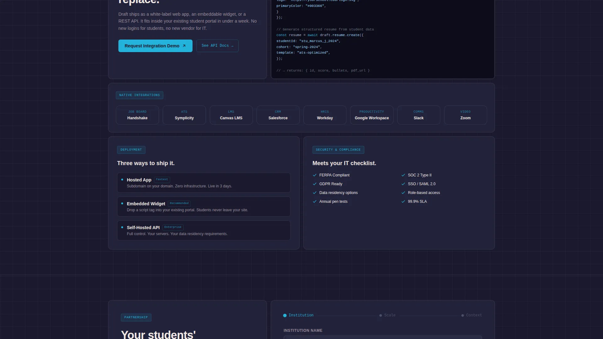 Student Resume Platform Landing Page Template