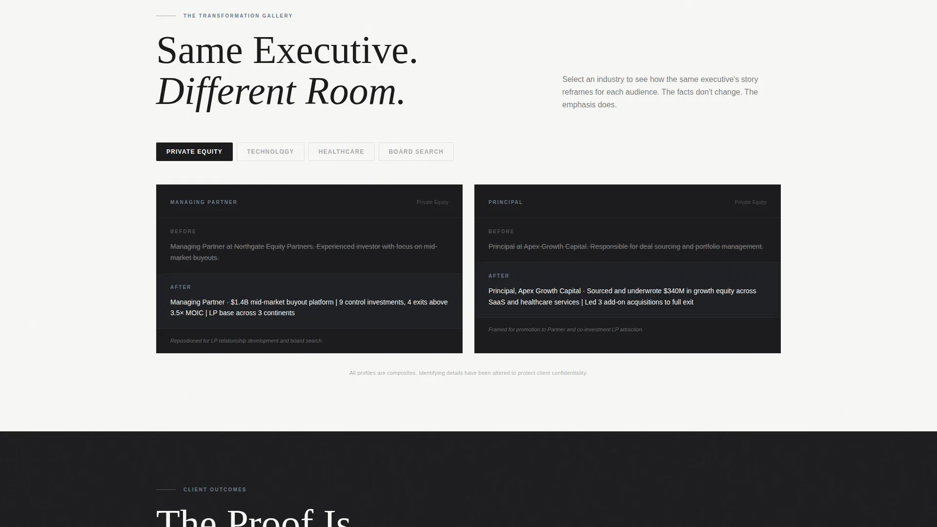 Executive & C-Suite Career Specialist Professional Website Template