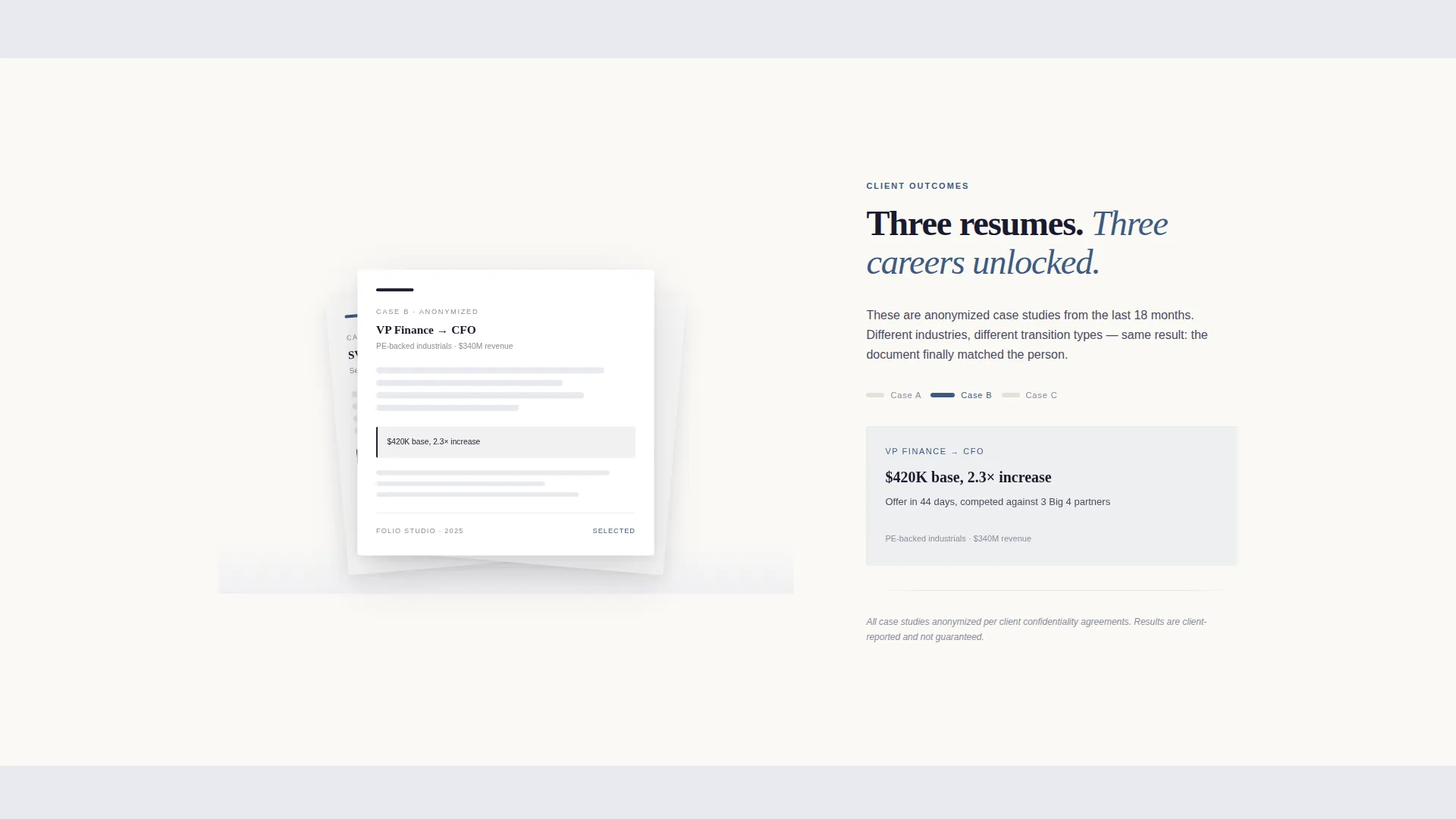 Executive Resume Studio Landing Page Template