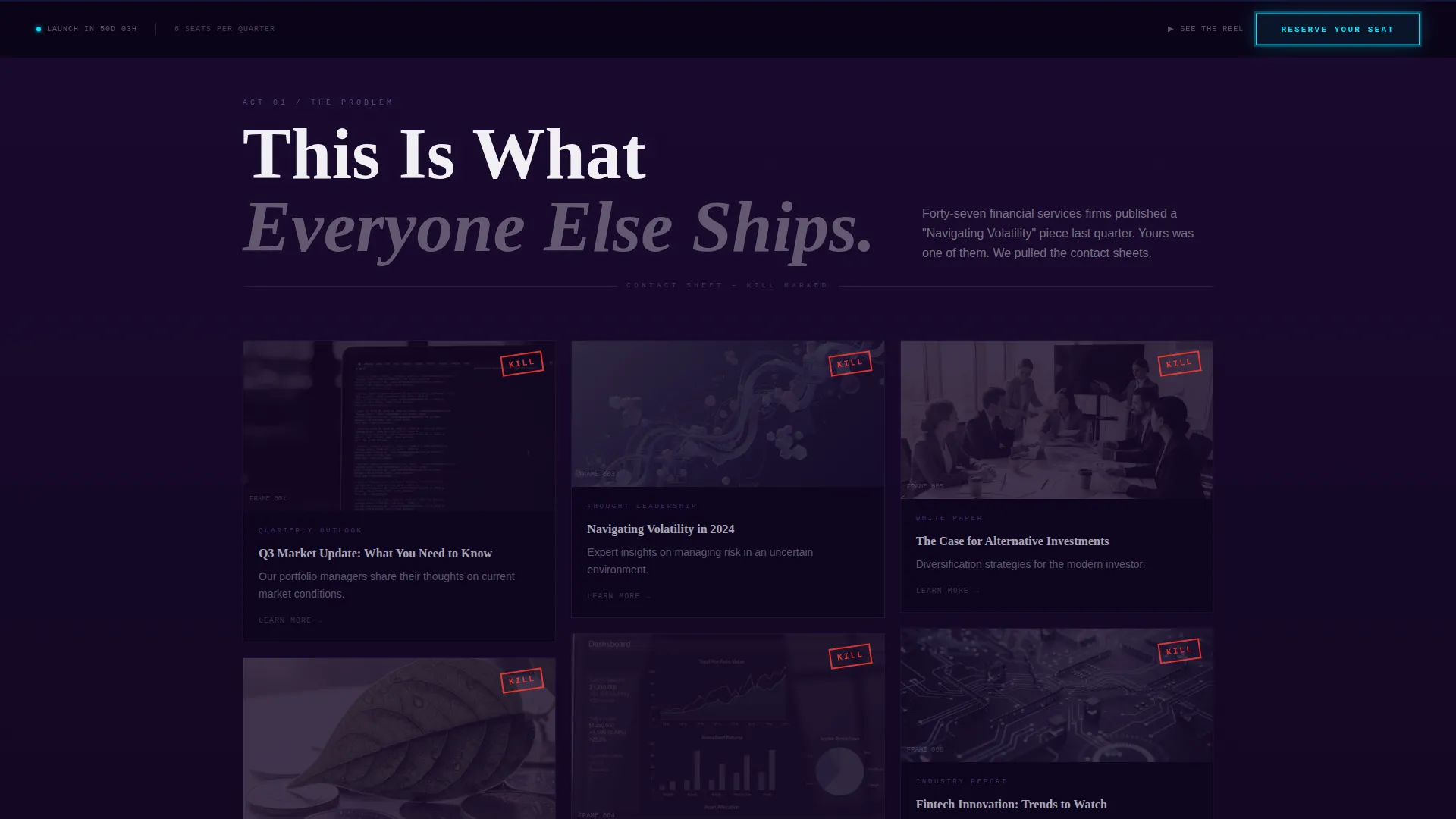 Financial Services Content Agency Landing Page
