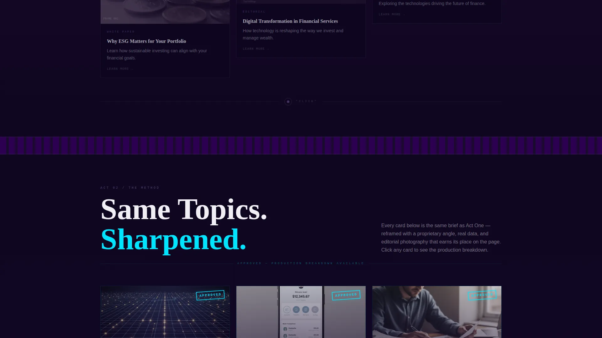 Financial Services Content Agency Landing Page