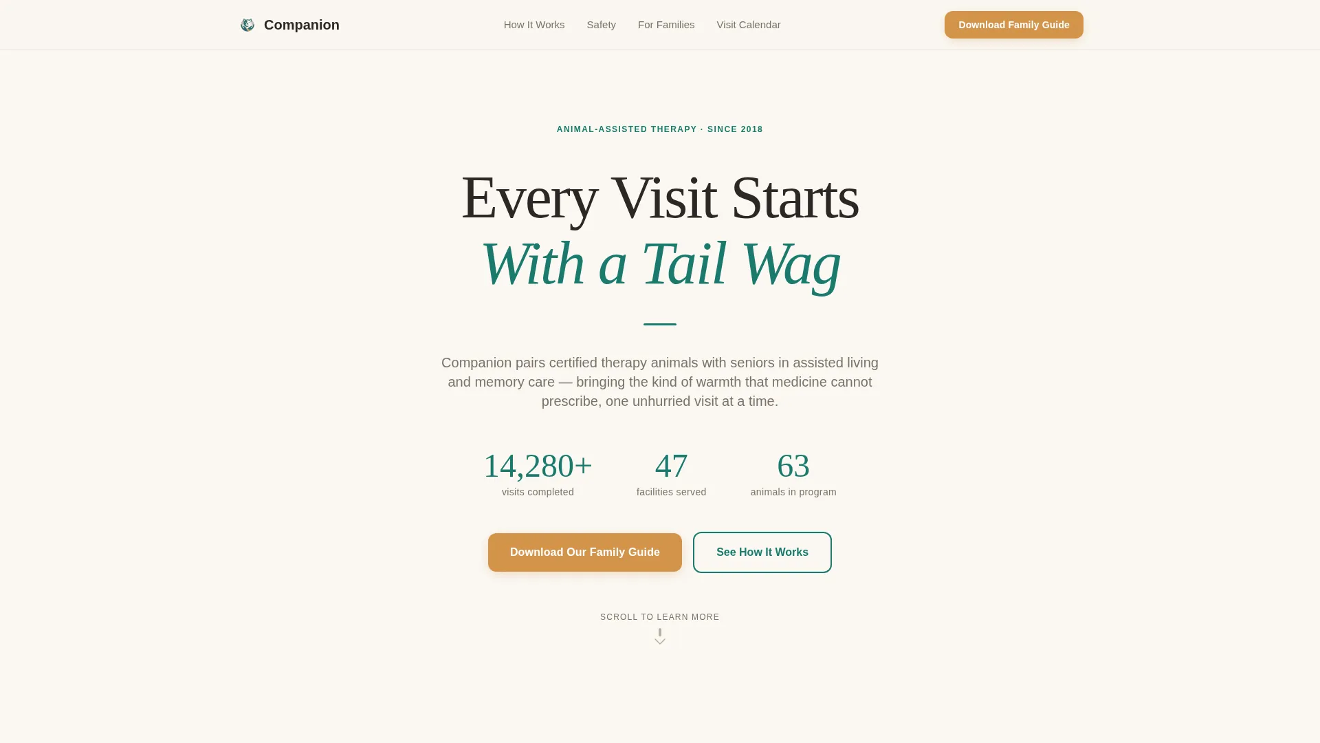 Senior Pet Therapy Landing Page Template