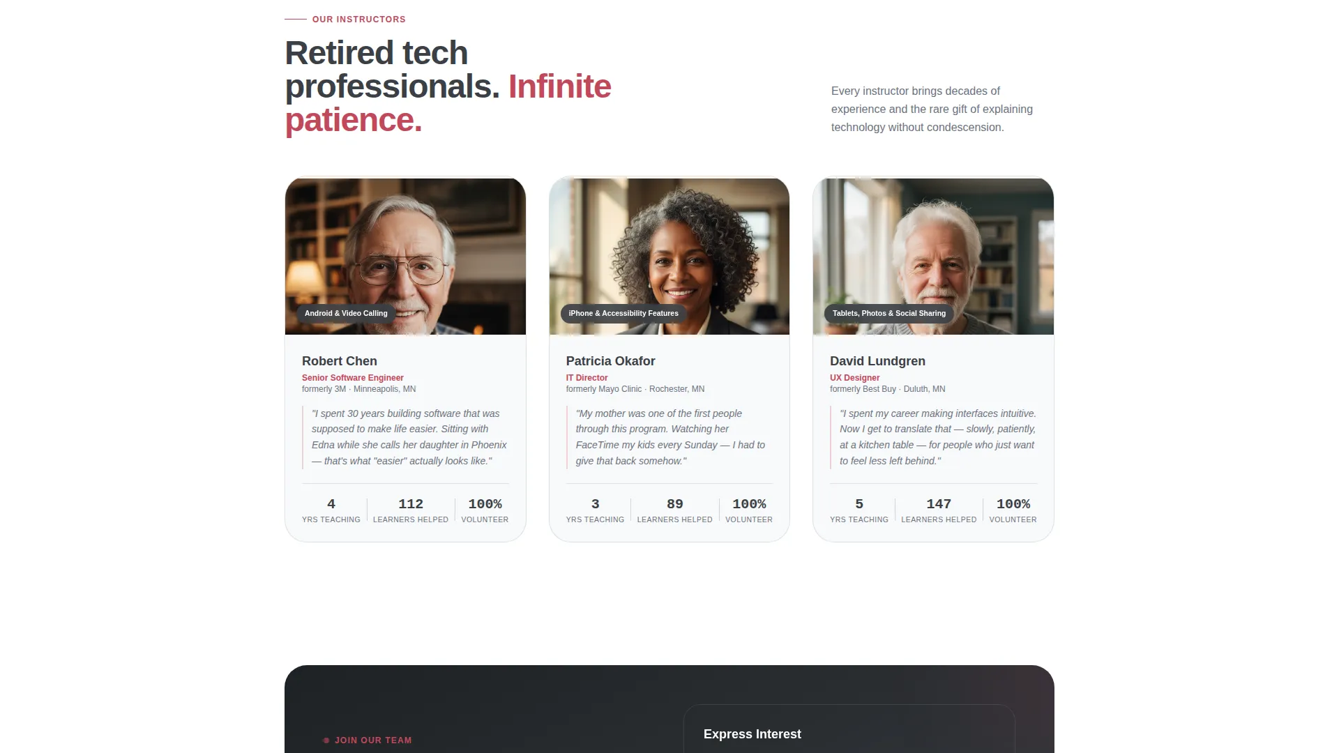 Senior Smartphone Training Nonprofit Landing Page