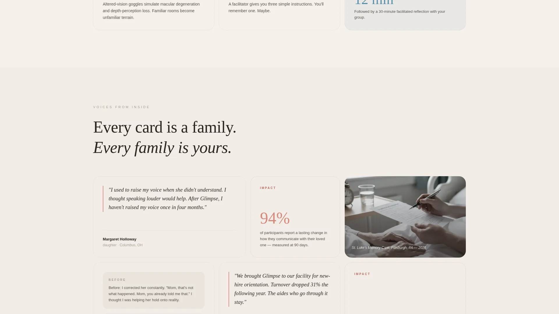 Virtual Dementia Experience Fundraising Landing Page