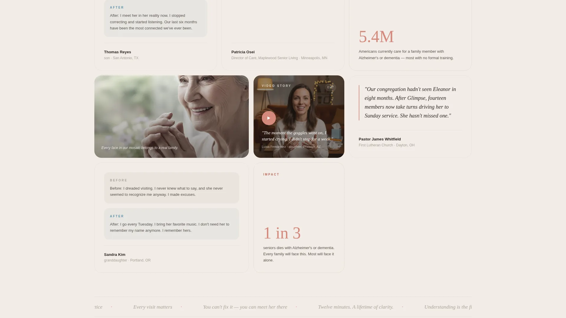 Virtual Dementia Experience Fundraising Landing Page