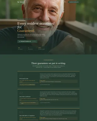 Memory Care Wandering Prevention Landing Page
