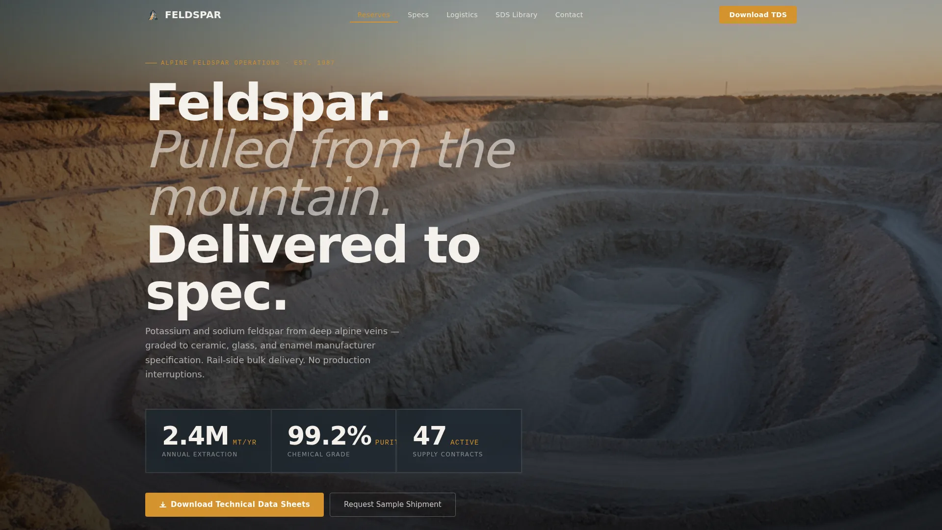 Mining Landing Page Template | Stats-First Industrial Design