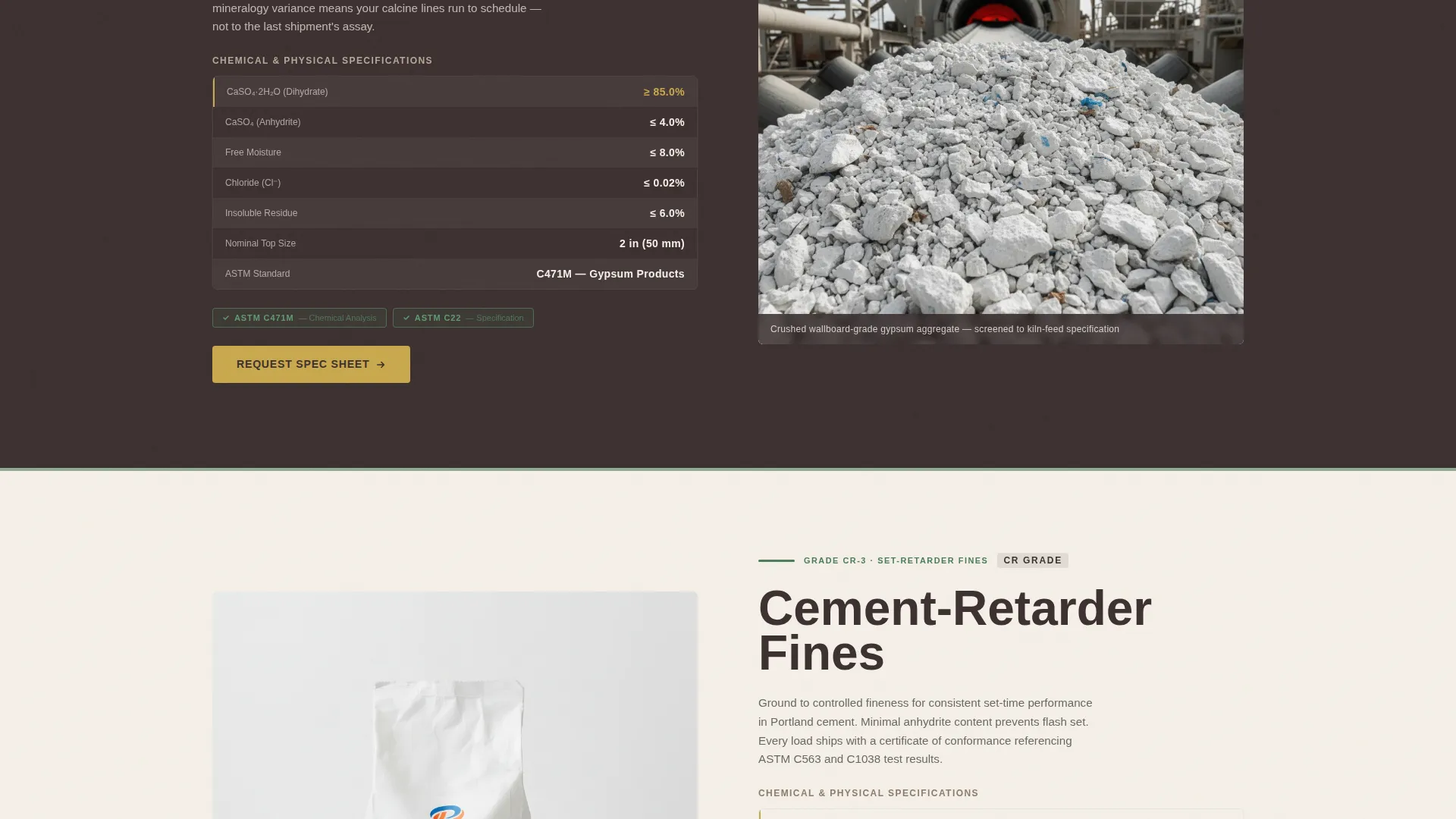 Gypsum Mining Landing Page Template for Lead Generation