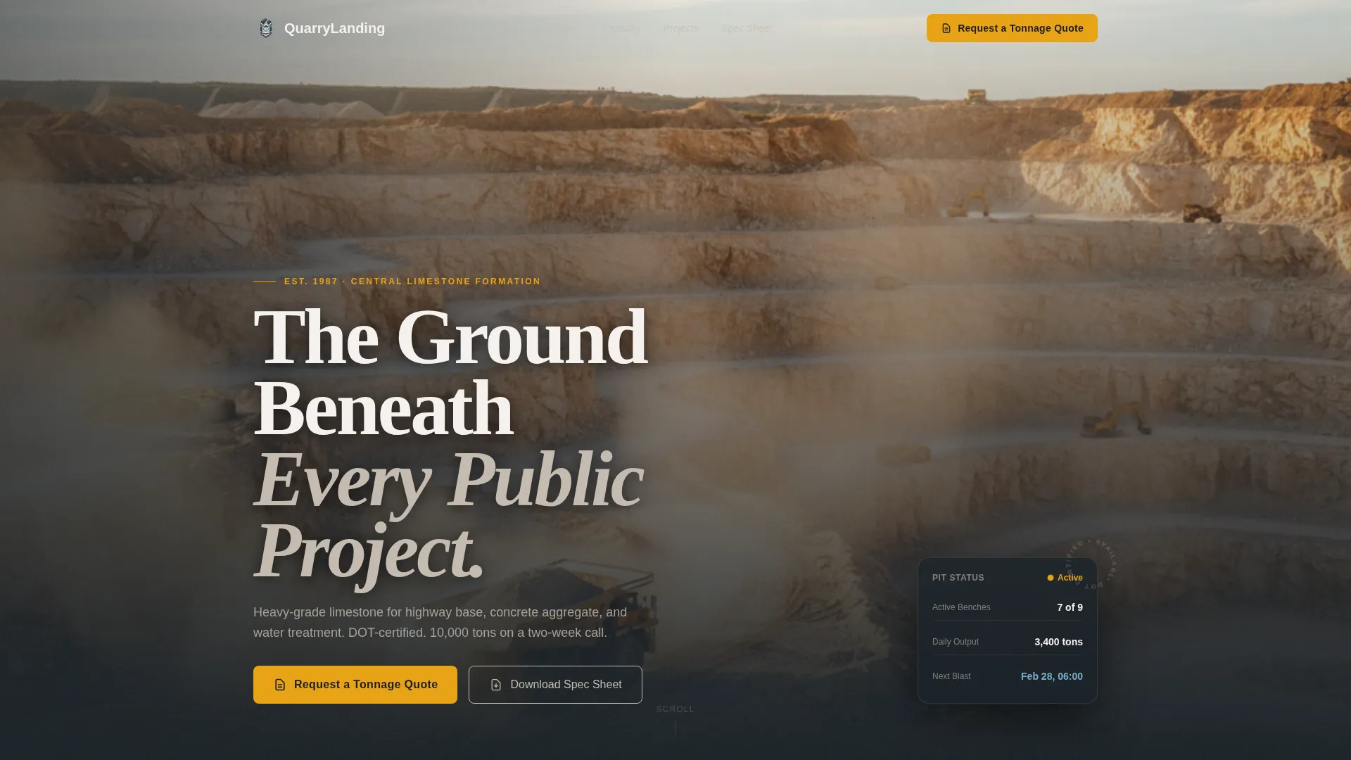 Limestone Mining Landing Page Template